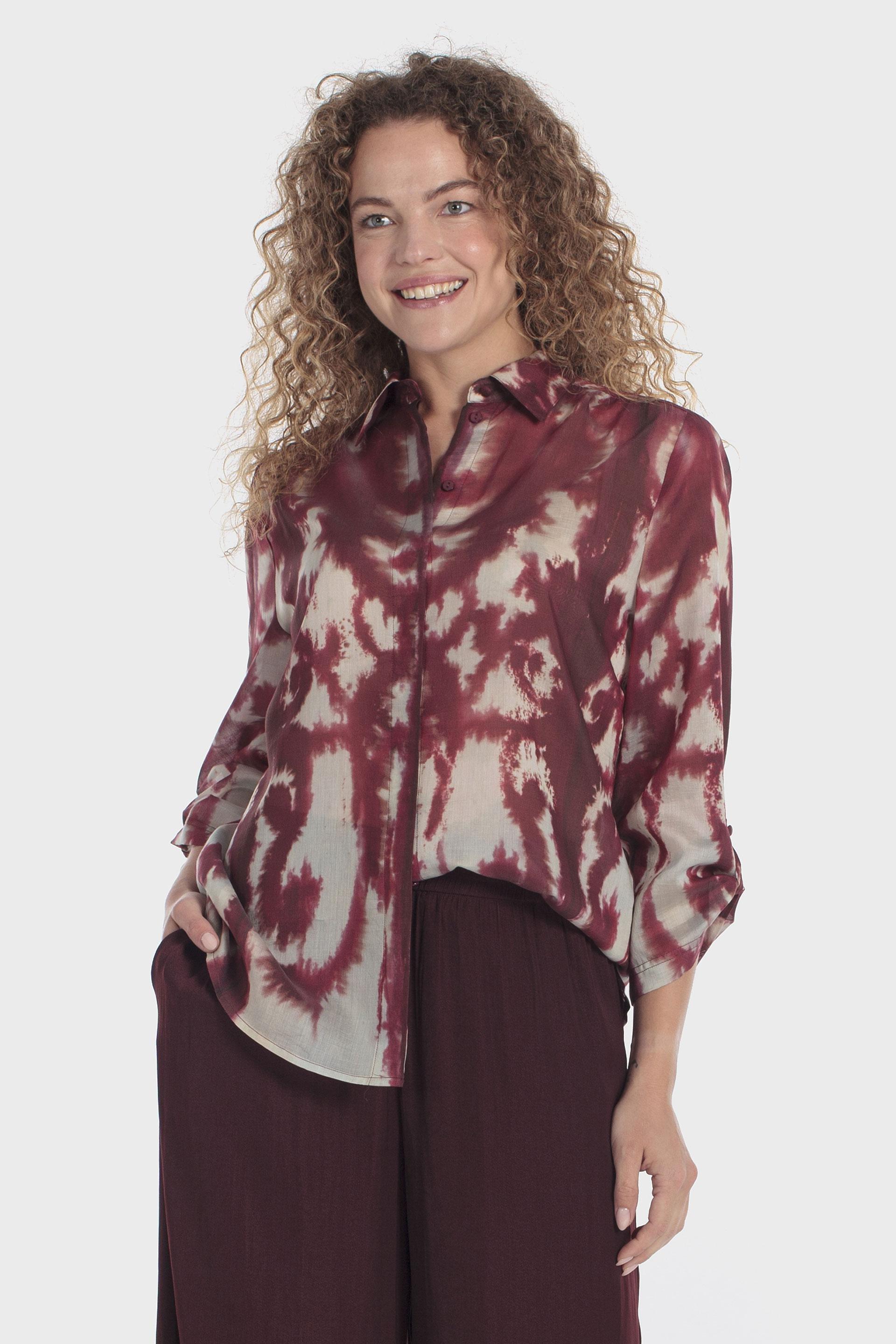 Printed Roll-Up Sleeve Shirt Red, Red Dark, large image number 1