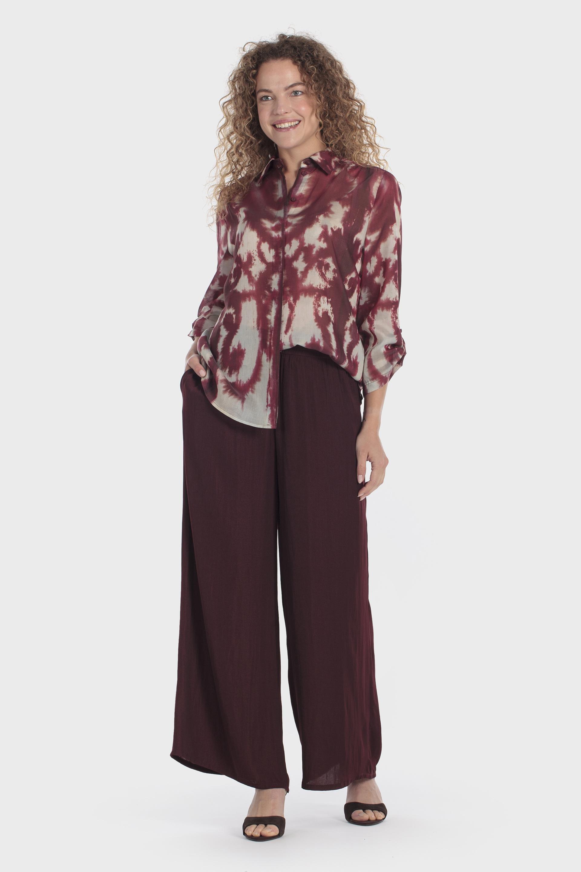 Printed Roll-Up Sleeve Shirt Red, Red Dark, medium