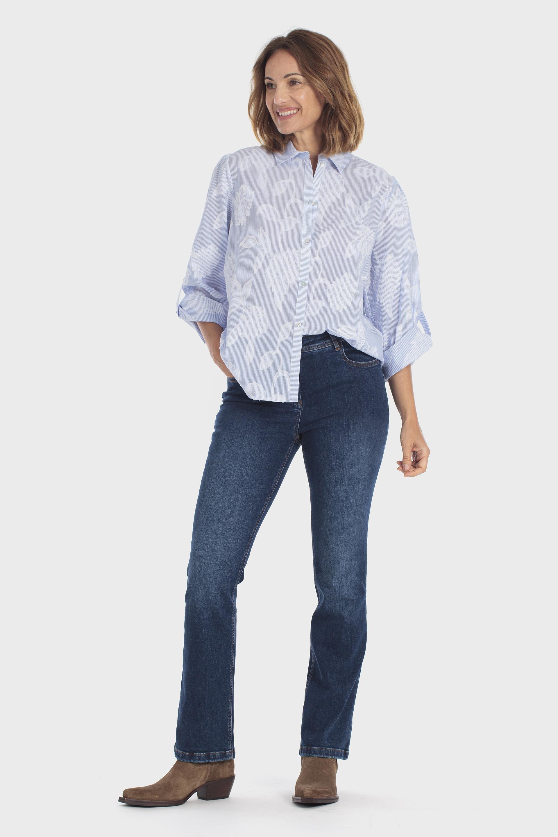 Printed Cotton Shirt Blue, Blue, medium