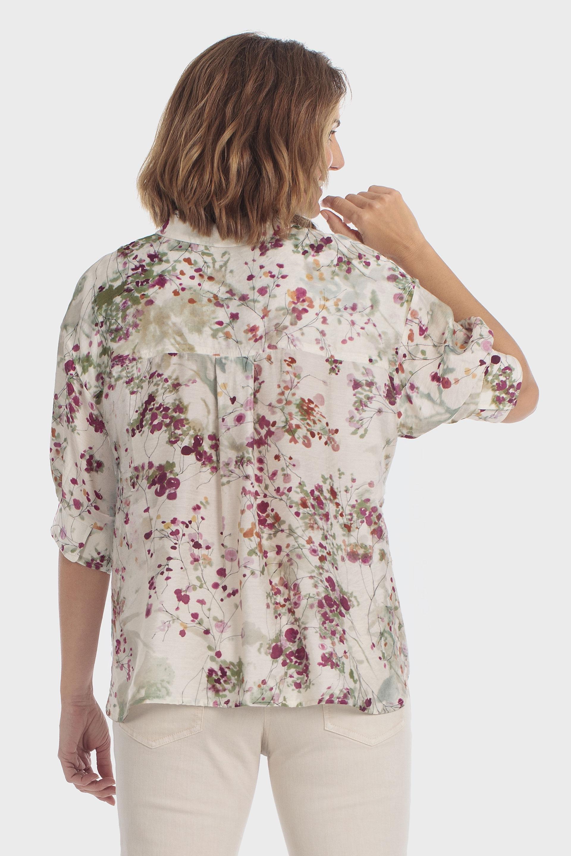Floral Print Shirt Beige, Beige, medium
