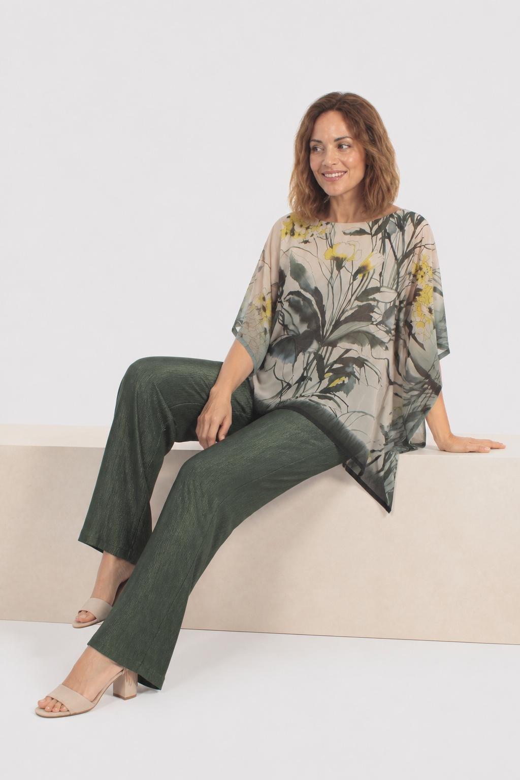 Floral Print Lined Blouse Green, Green Forest, medium