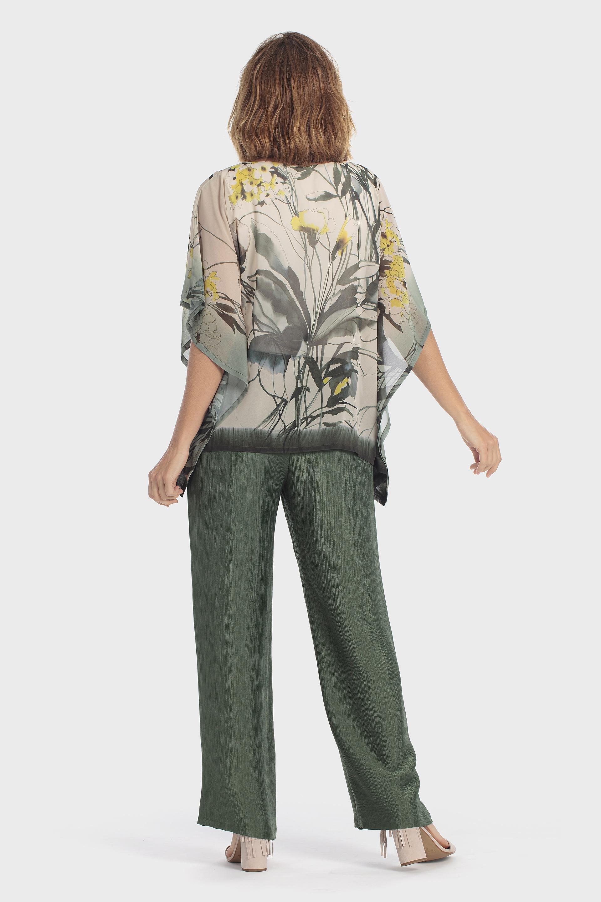 Floral Print Lined Blouse Green, Green Forest, large image number 4