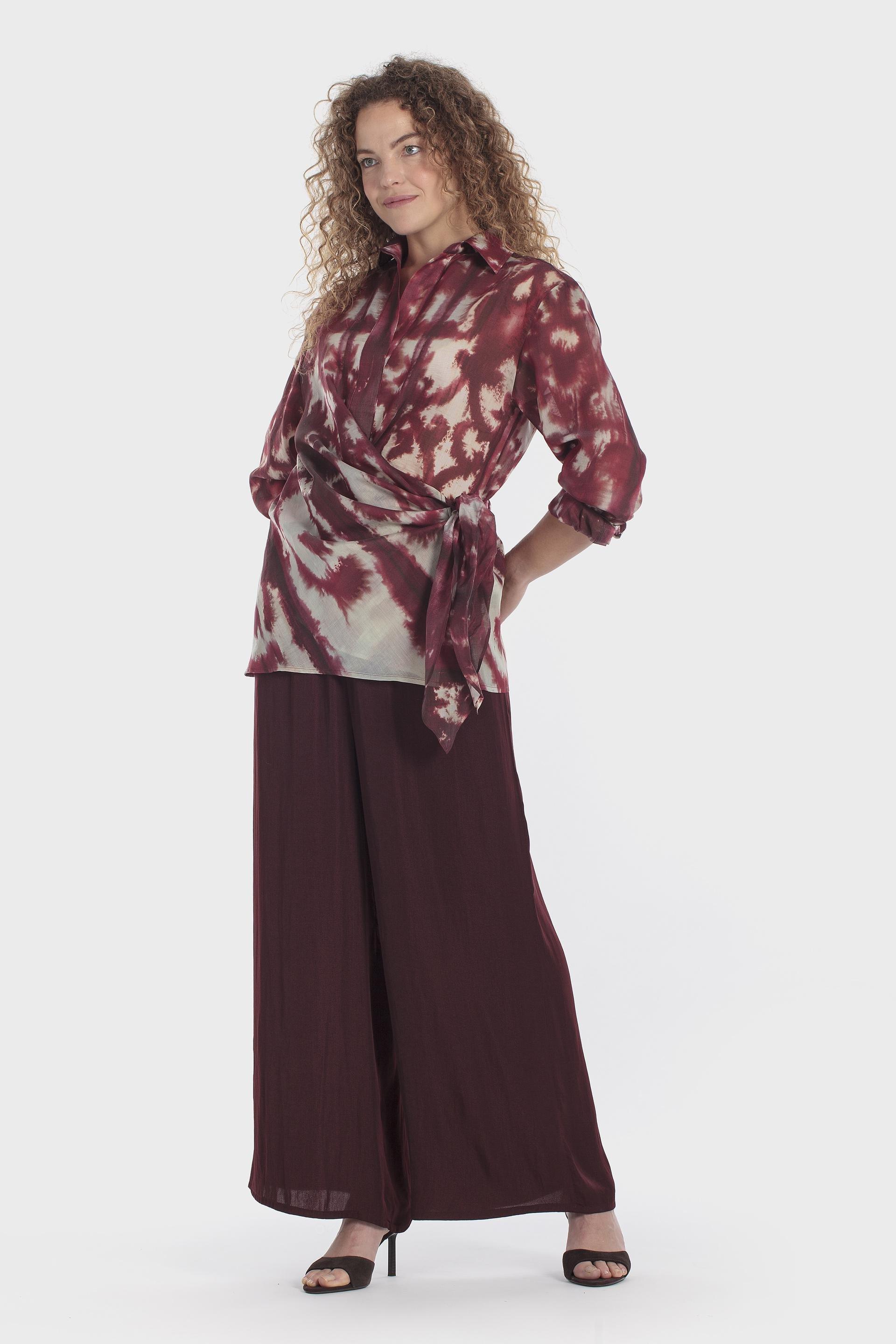 Printed Bow Detail Blouse Red, Red Dark, large image number 1