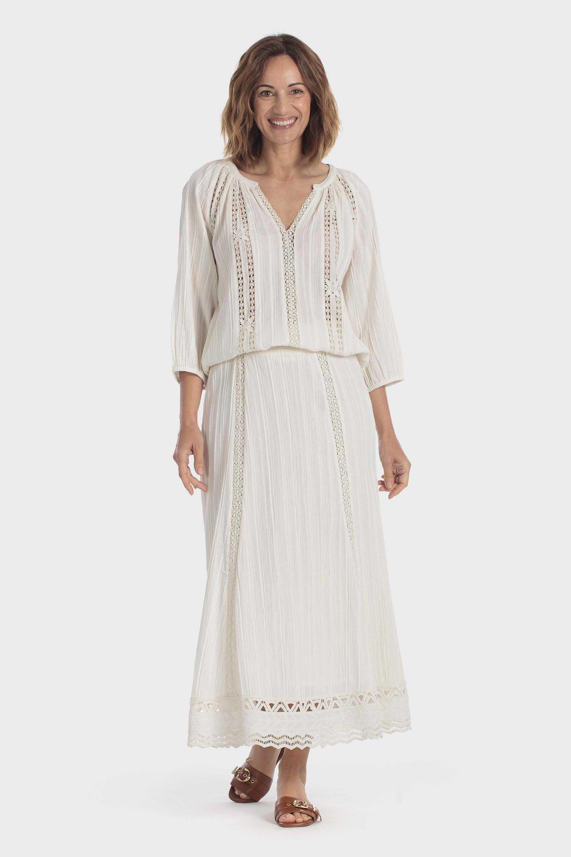Embroidered Blouse Beige, Beige Natual, large image number 2