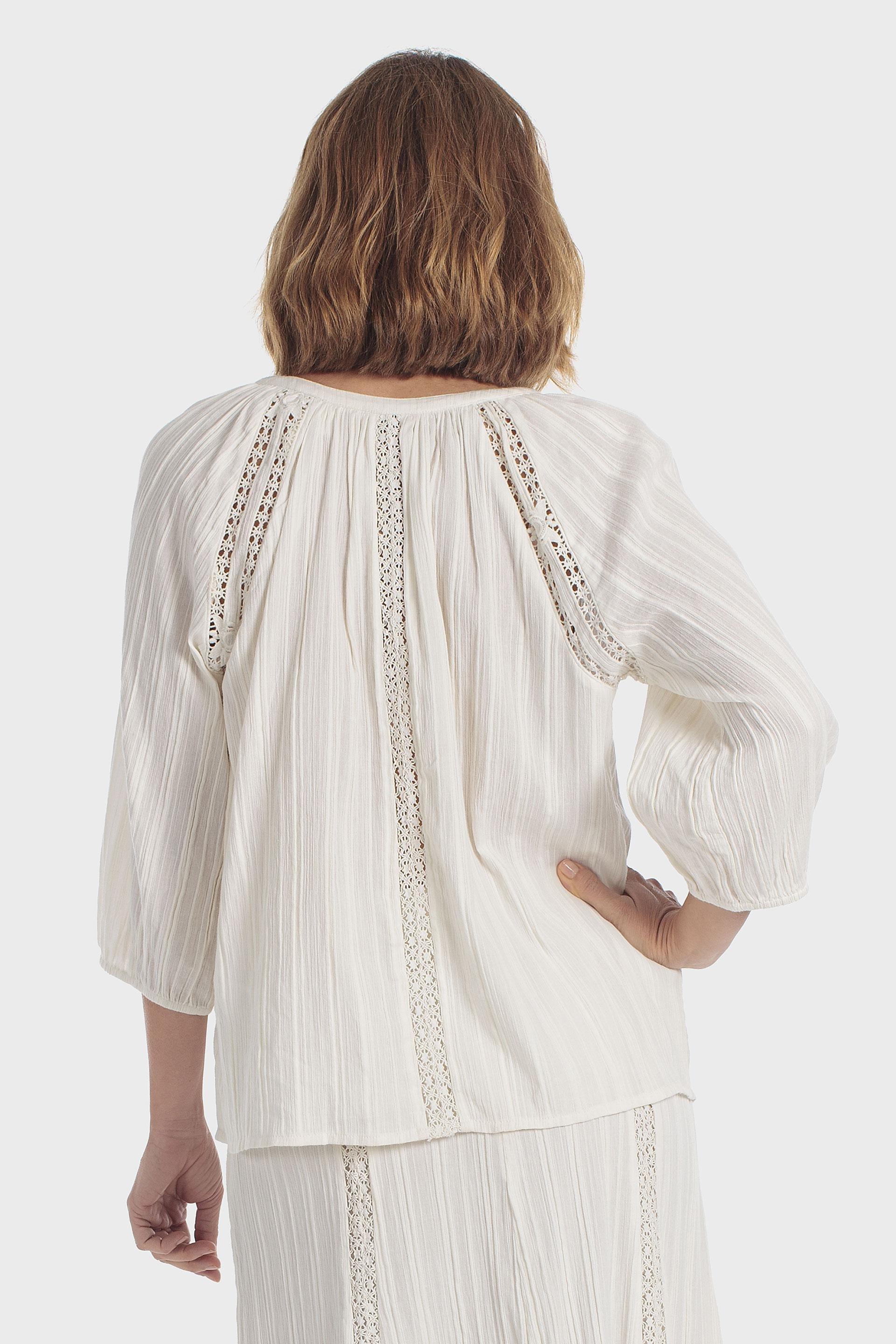 Embroidered Blouse Beige, Beige Natual, large image number 3