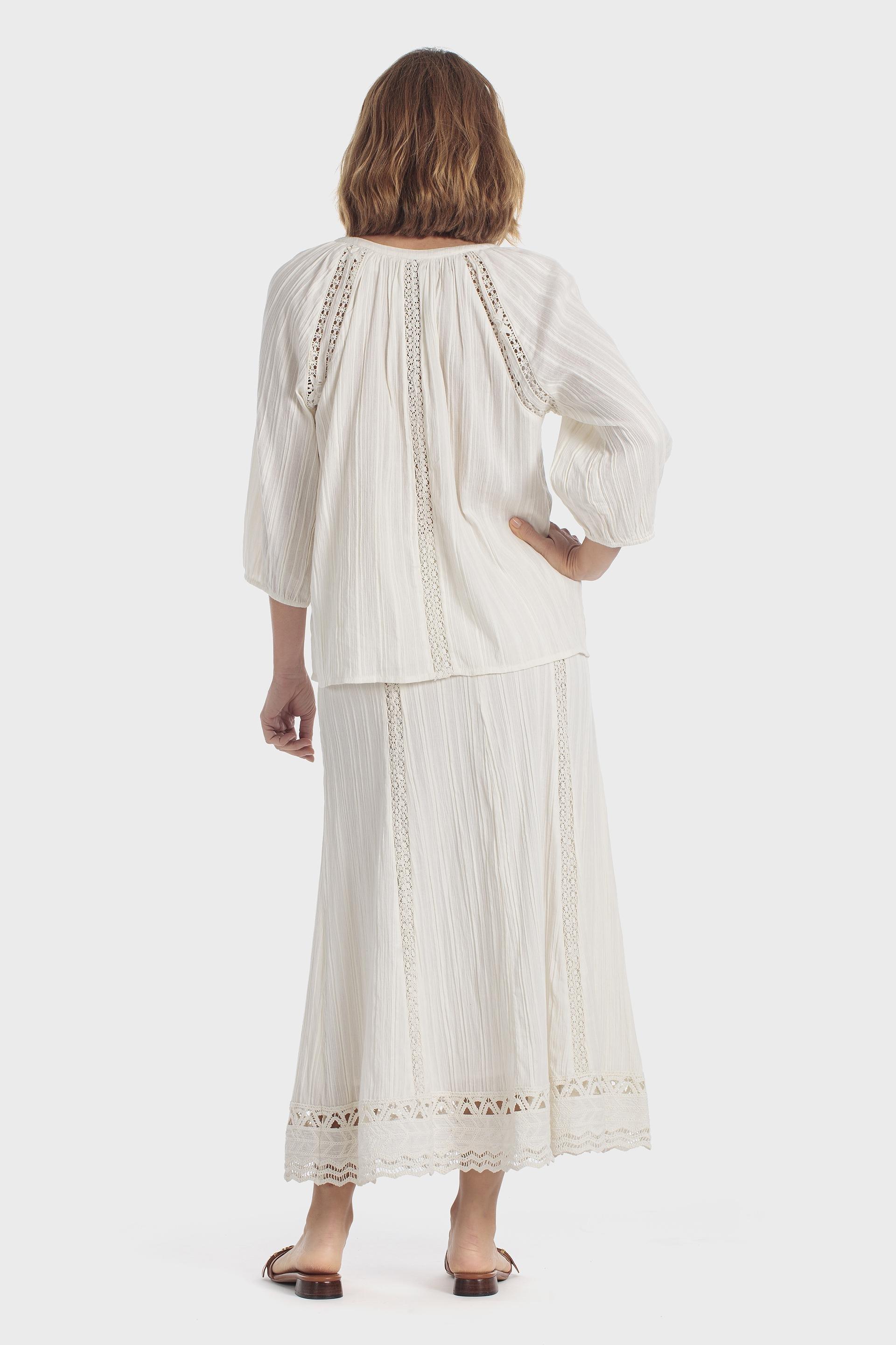 Embroidered Blouse Beige, Beige Natual, large image number 4