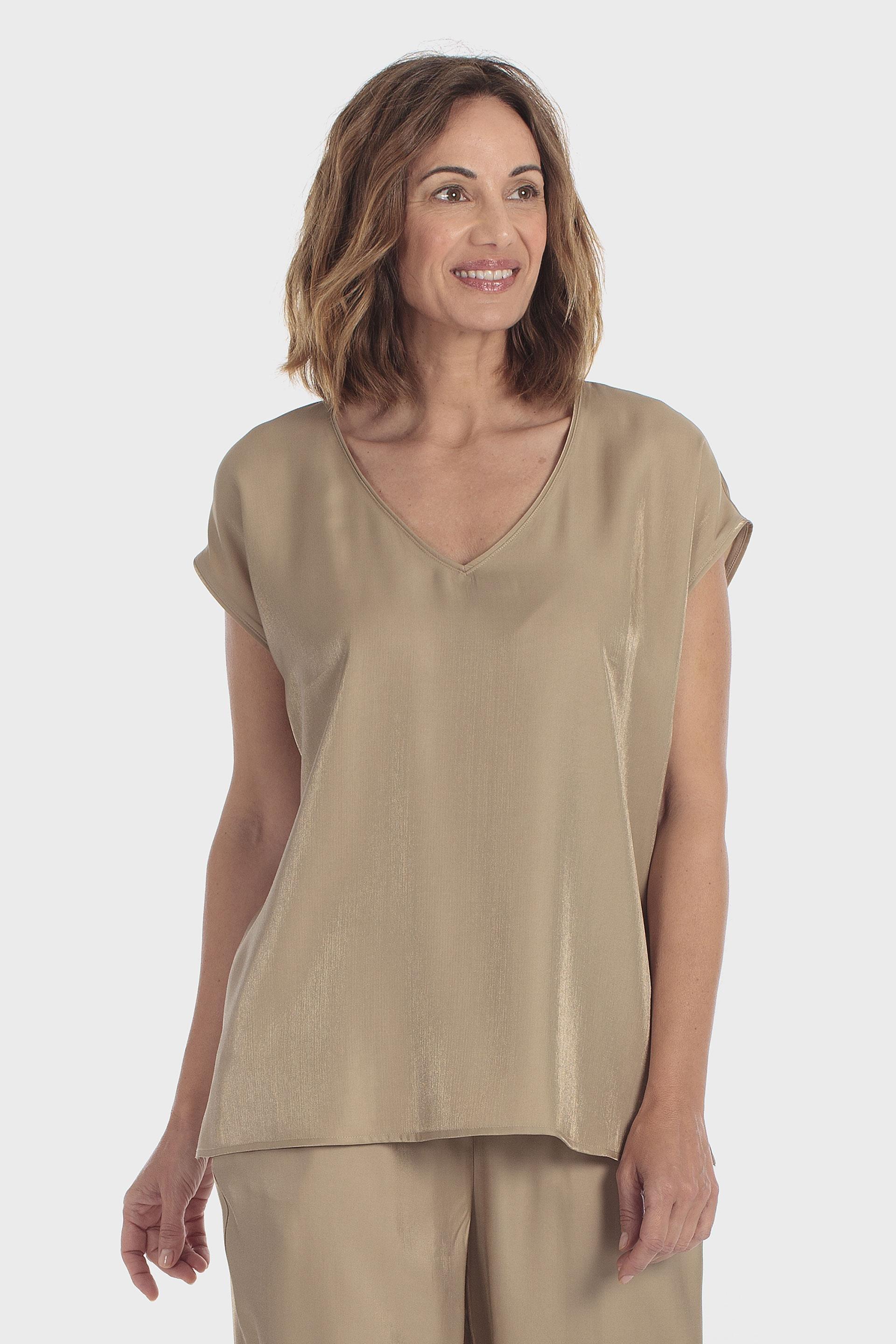 Metallic Fancy Blouse Gold, Metal Golden, medium