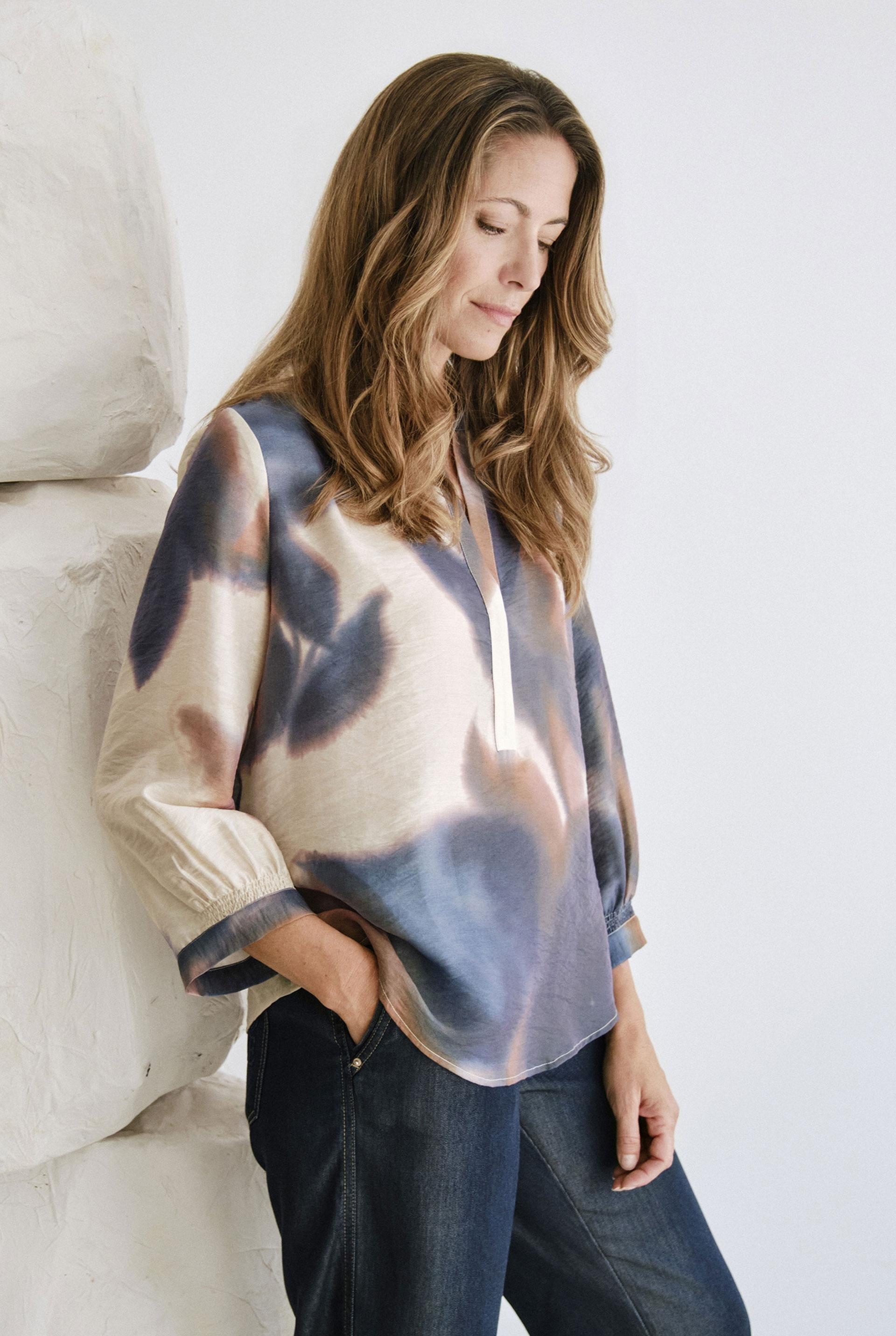 Beige Printed Blouse, Beige, medium