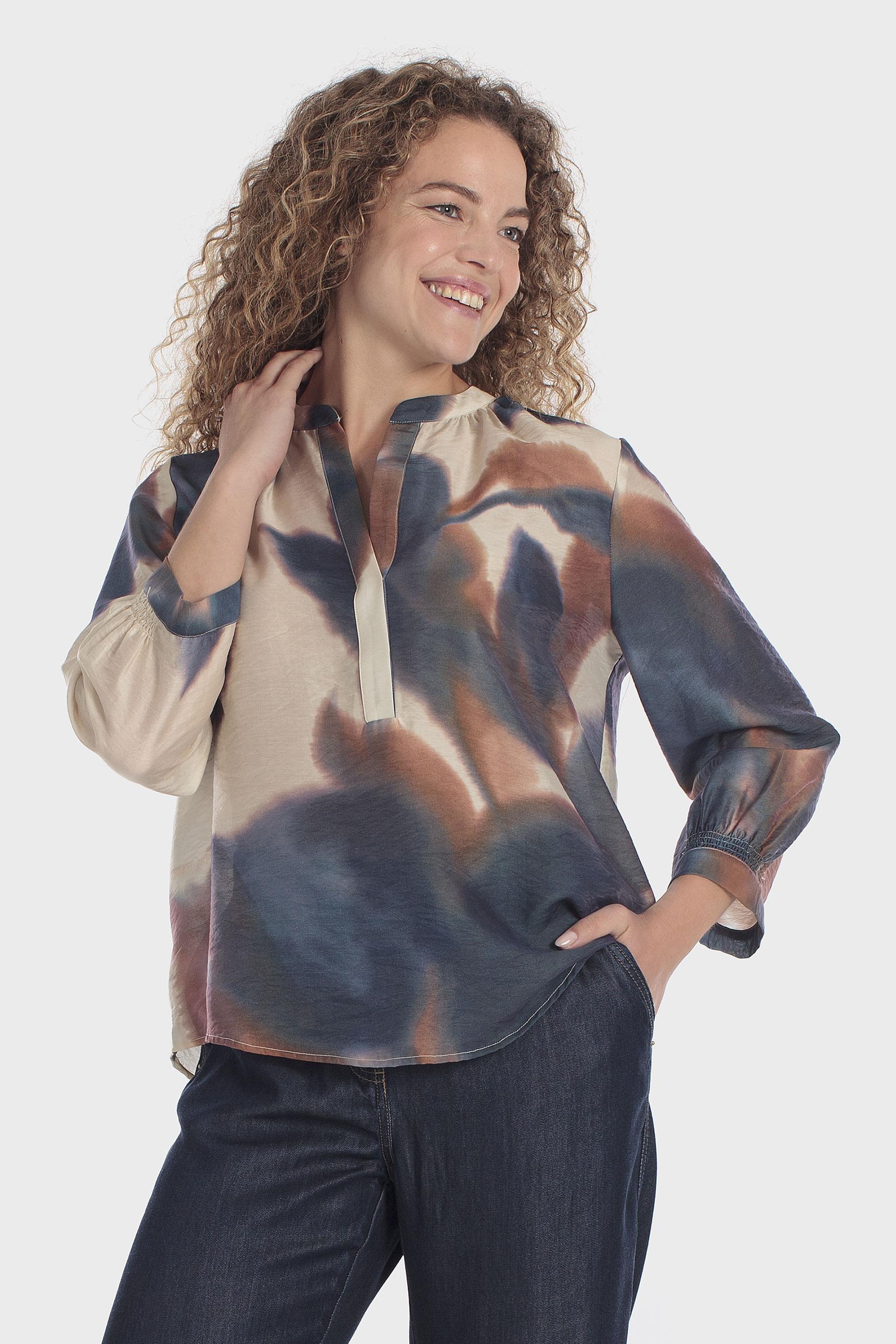 Beige Printed Blouse, Beige, medium