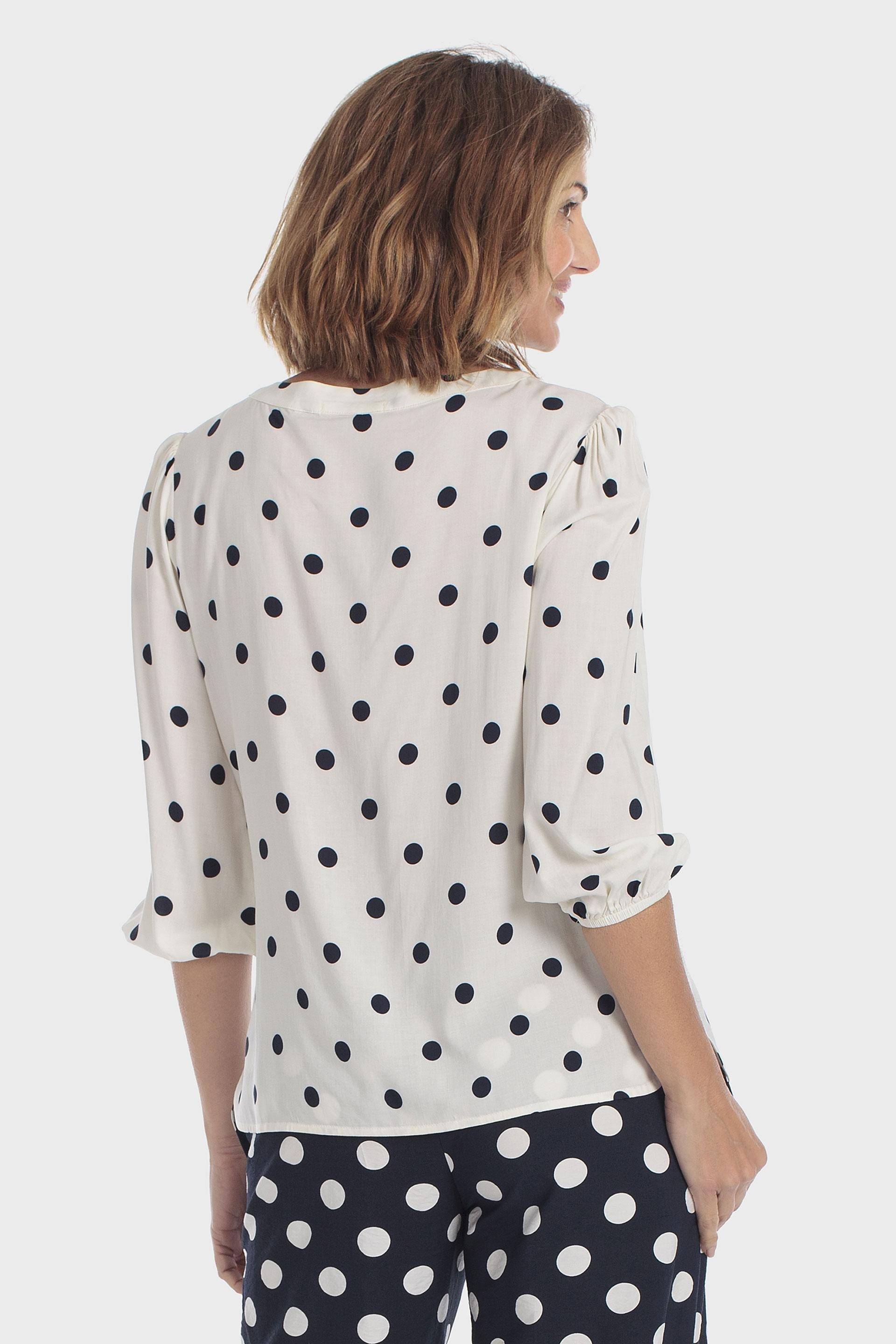 Polka Dot Blouse White, Beige Champagne, medium