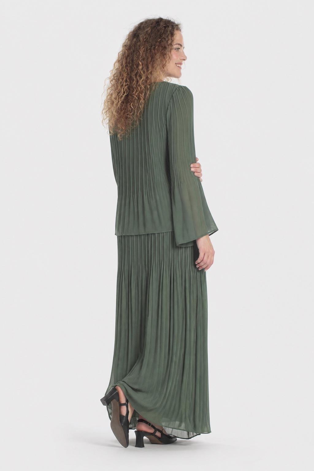 Pleated Bell Sleeve Blouse Green, Green Forest, large image number 2
