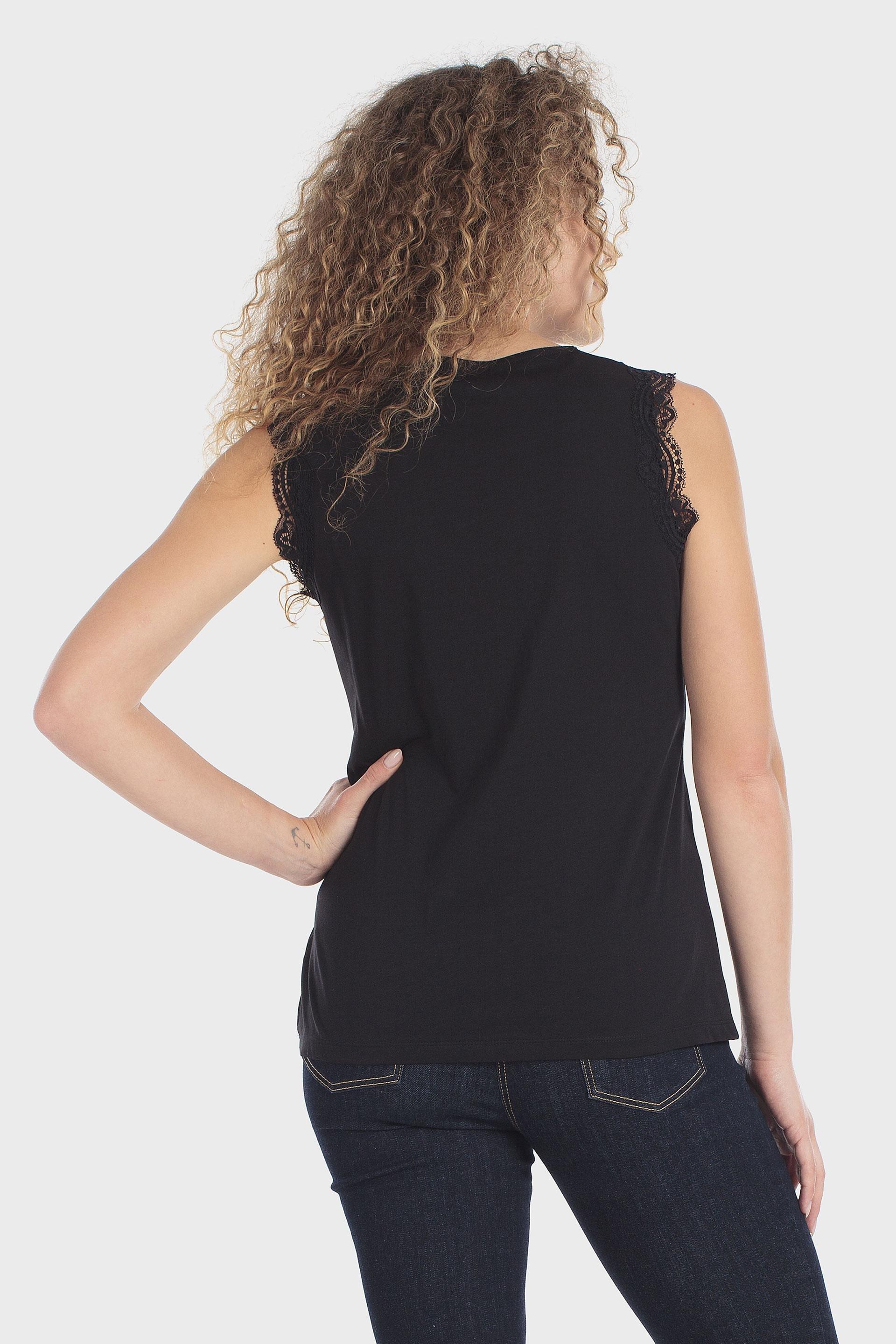 Black Lace T-Shirt, Black, medium