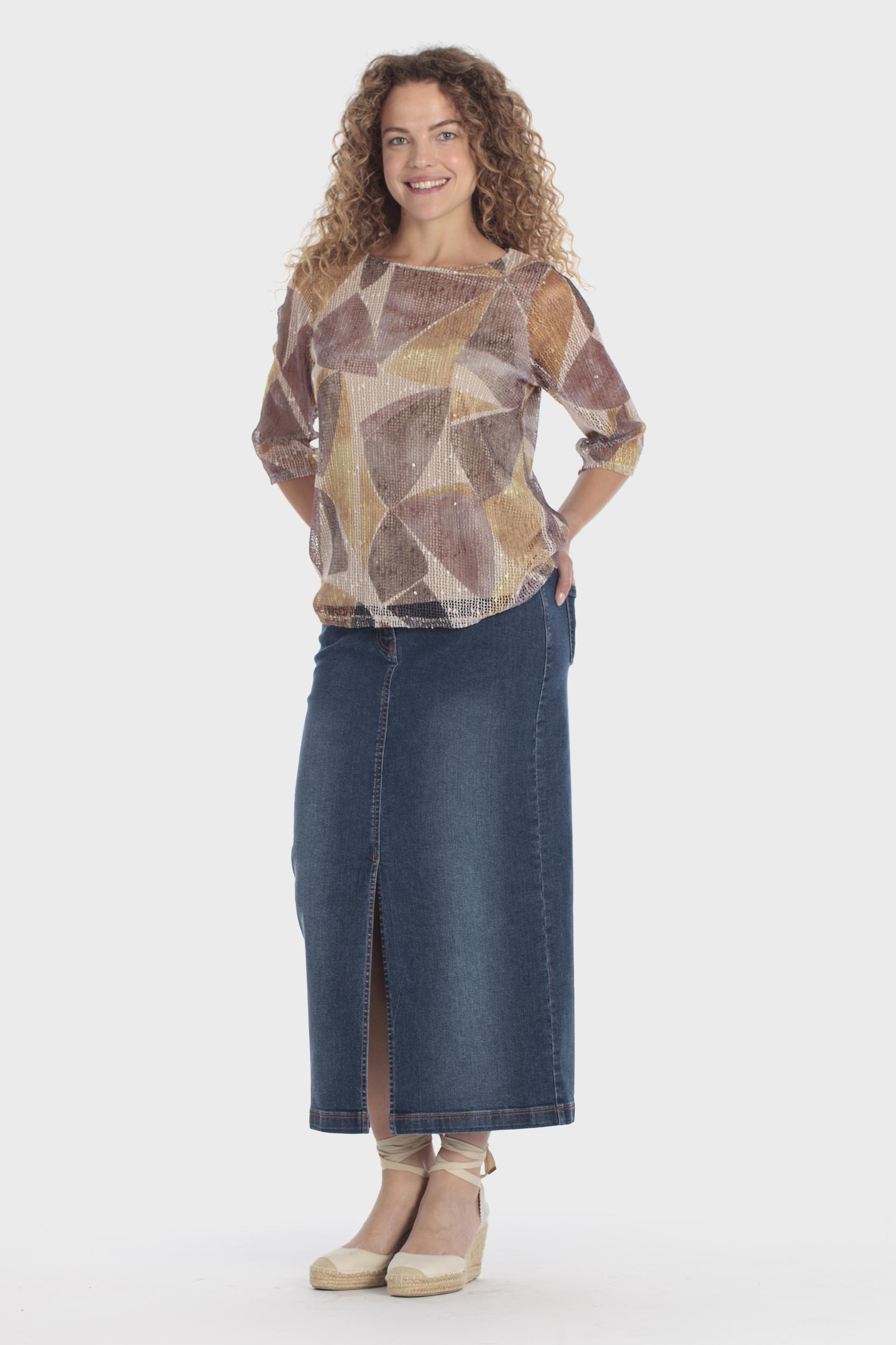تي شيرت شبكي بطبعة متعددة الألوان, Beige, medium