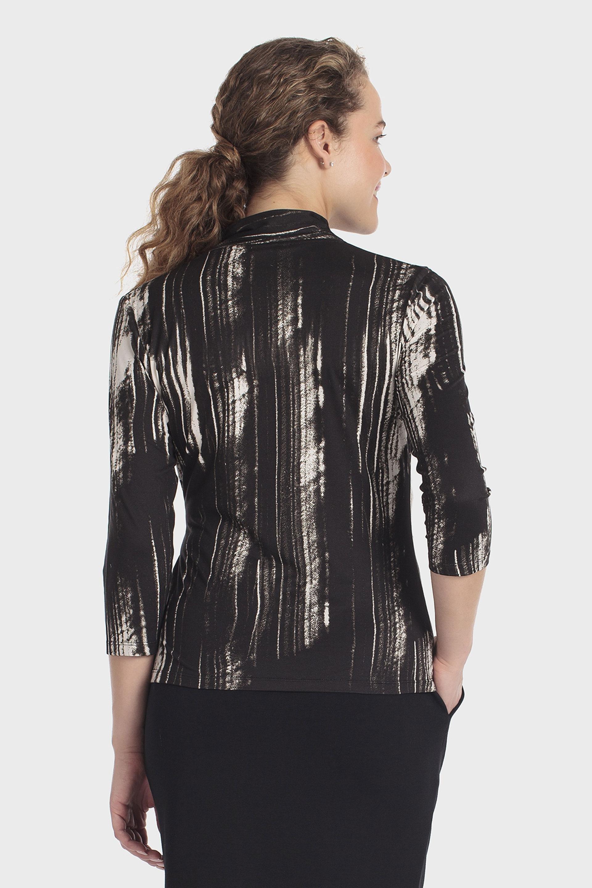 Printed criss-cross t-shirt, WOMEN, Black, medium