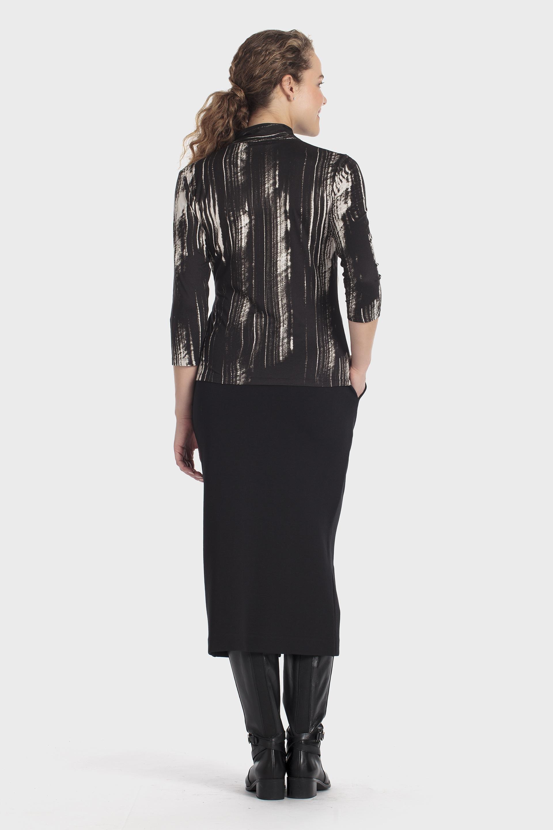 Printed criss-cross t-shirt, WOMEN, Black, large image number 3