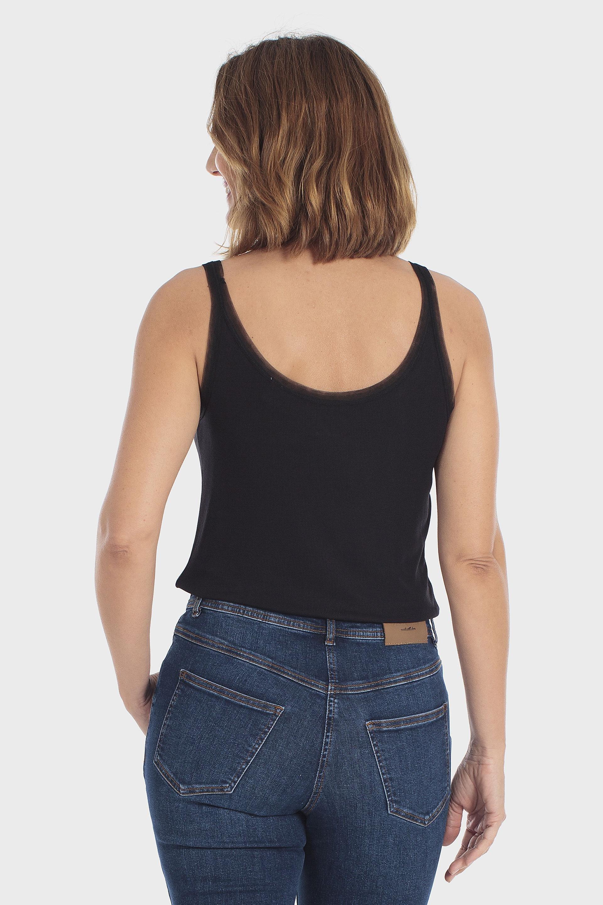 Ribbed Sleeveless Vest Top Black, Black, medium