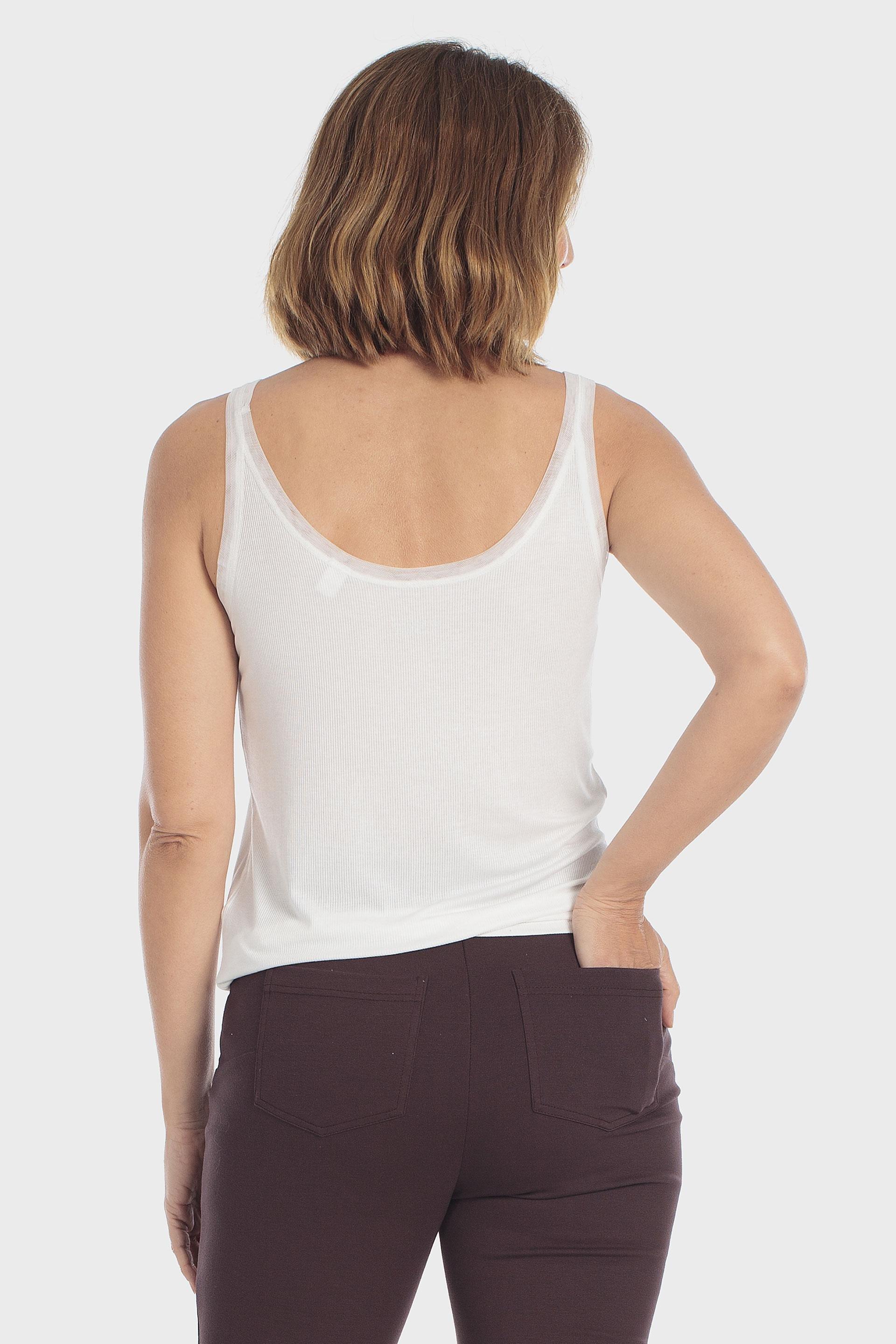 توب بدون أكمام بياقة دائرية أبيض, Beige Talc, large image number 2
