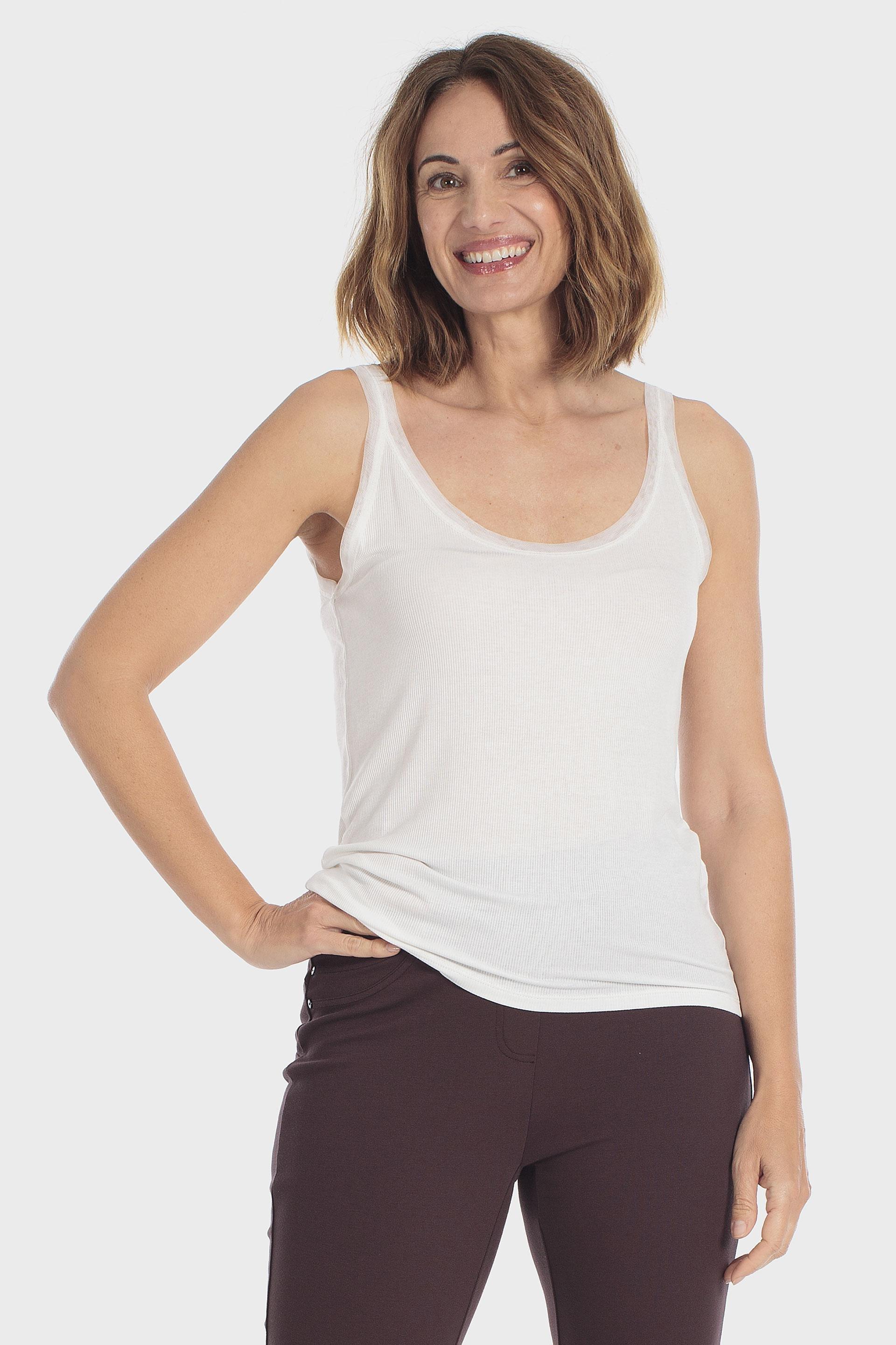 Ribbed Sleeveless Vest Top White, Beige Talc, large image number 5