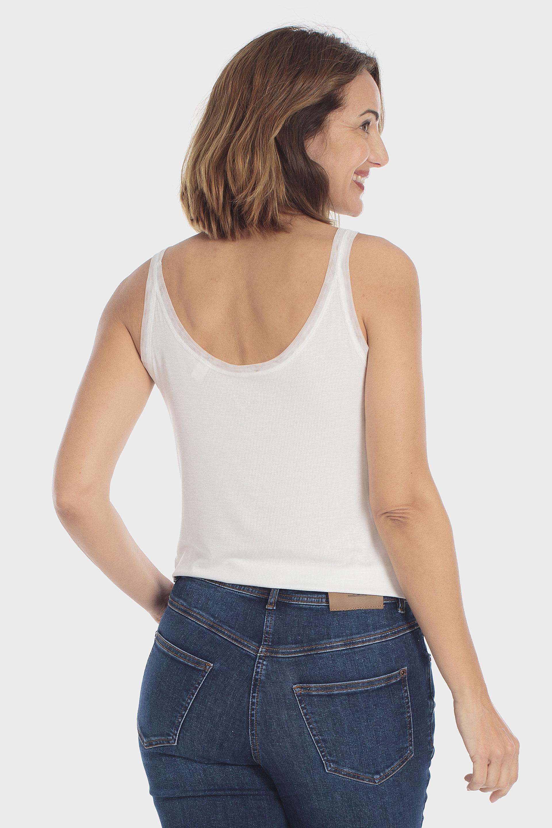 توب بدون أكمام بياقة دائرية أبيض, Beige Talc, large image number 6