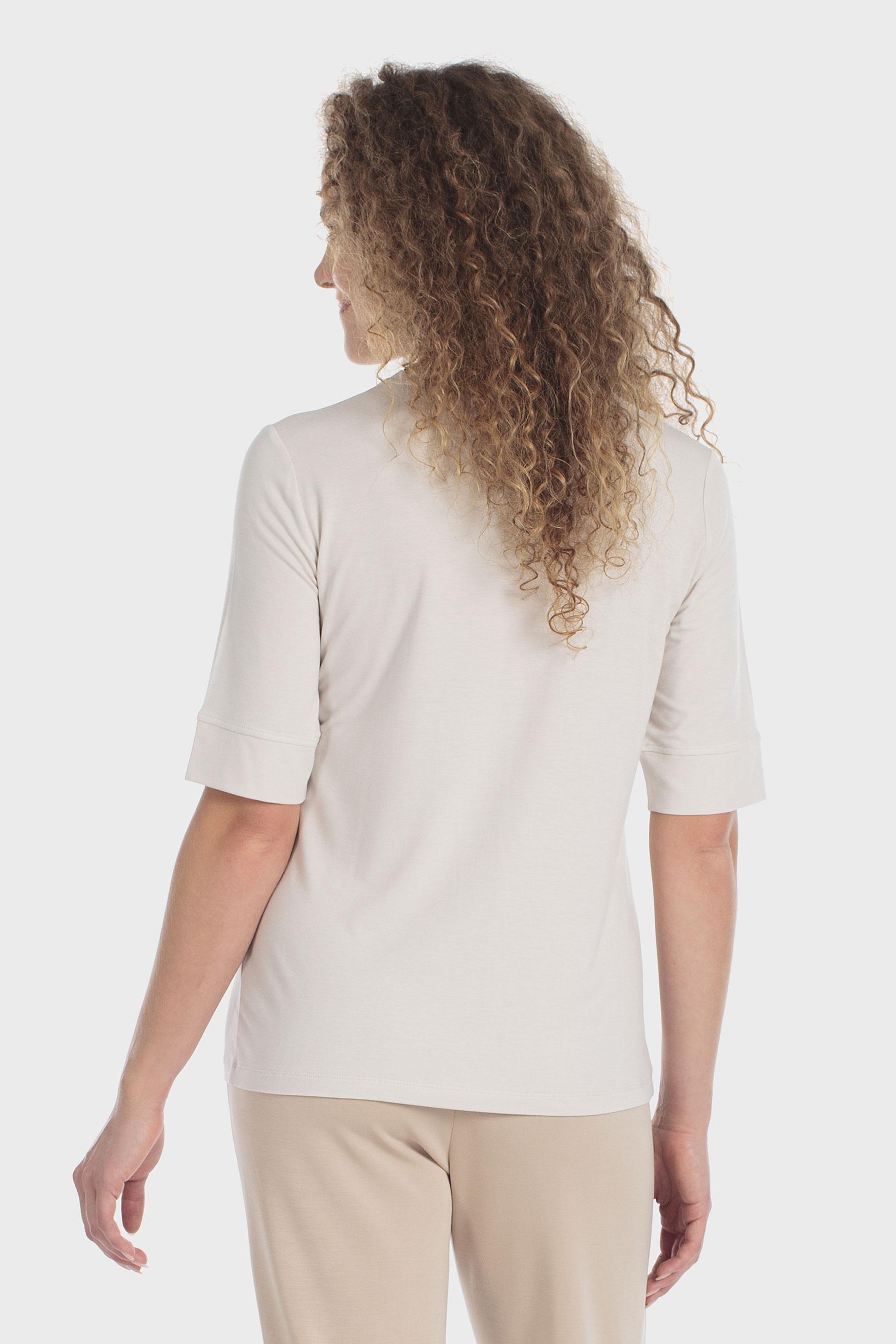 تيشيرت مرصّع بأكمام قصيرة كريمي, Beige, large image number 2