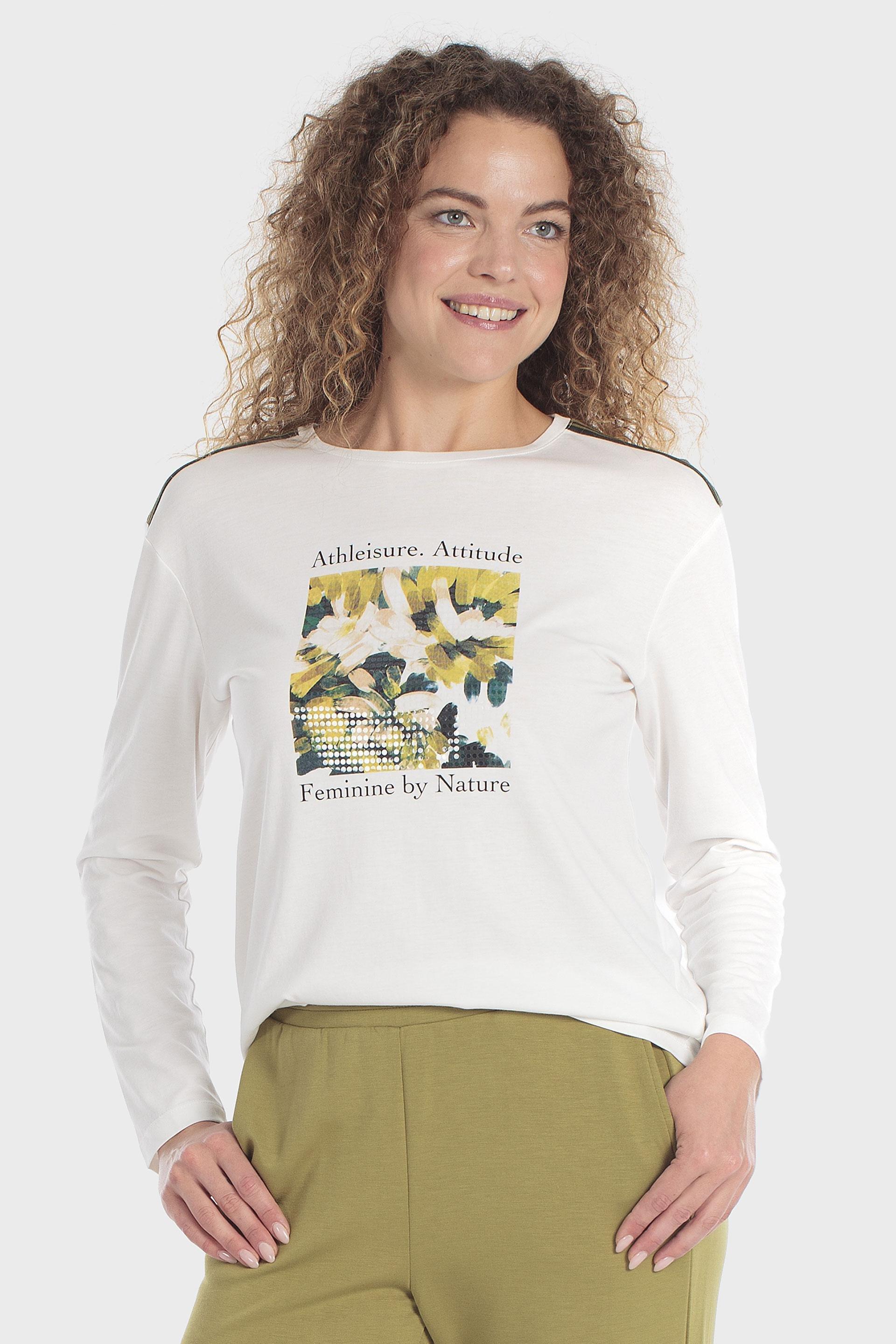 Printed Long Sleeve T-Shirt White, Beige Talc, medium