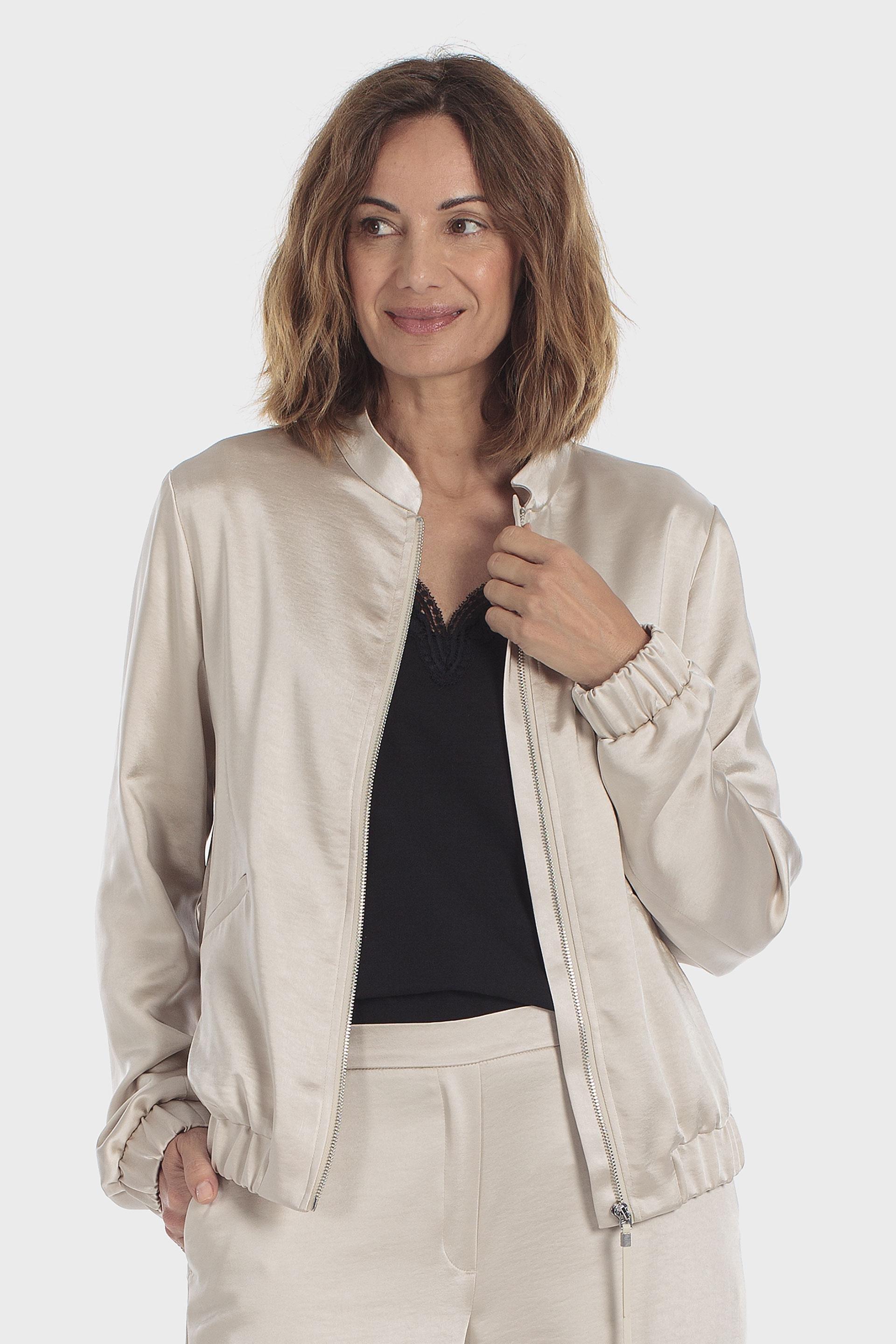 Lightweight Zip Bomber Jacket Beige, Beige, medium