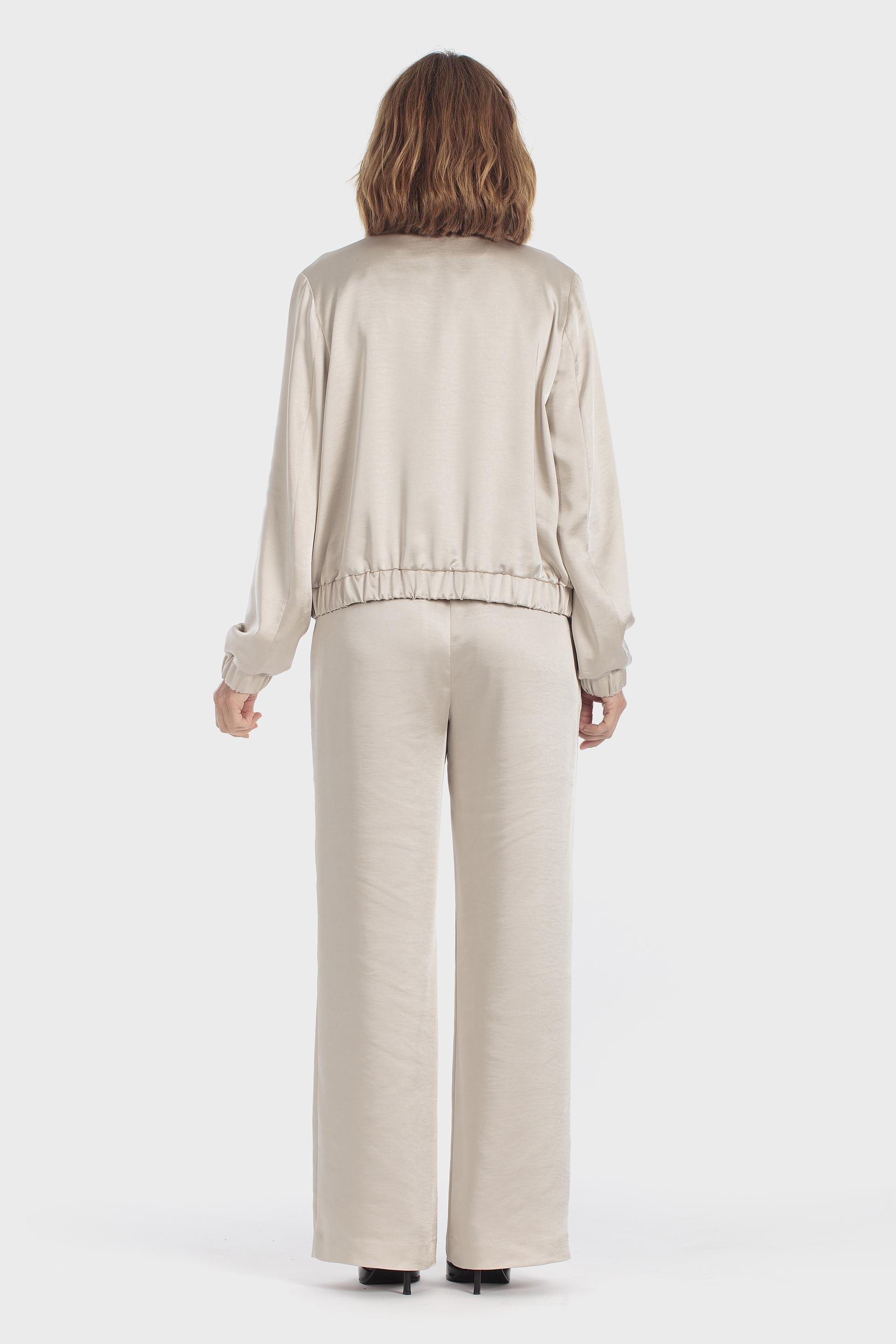 Lightweight Zip Bomber Jacket Beige, Beige, large image number 3