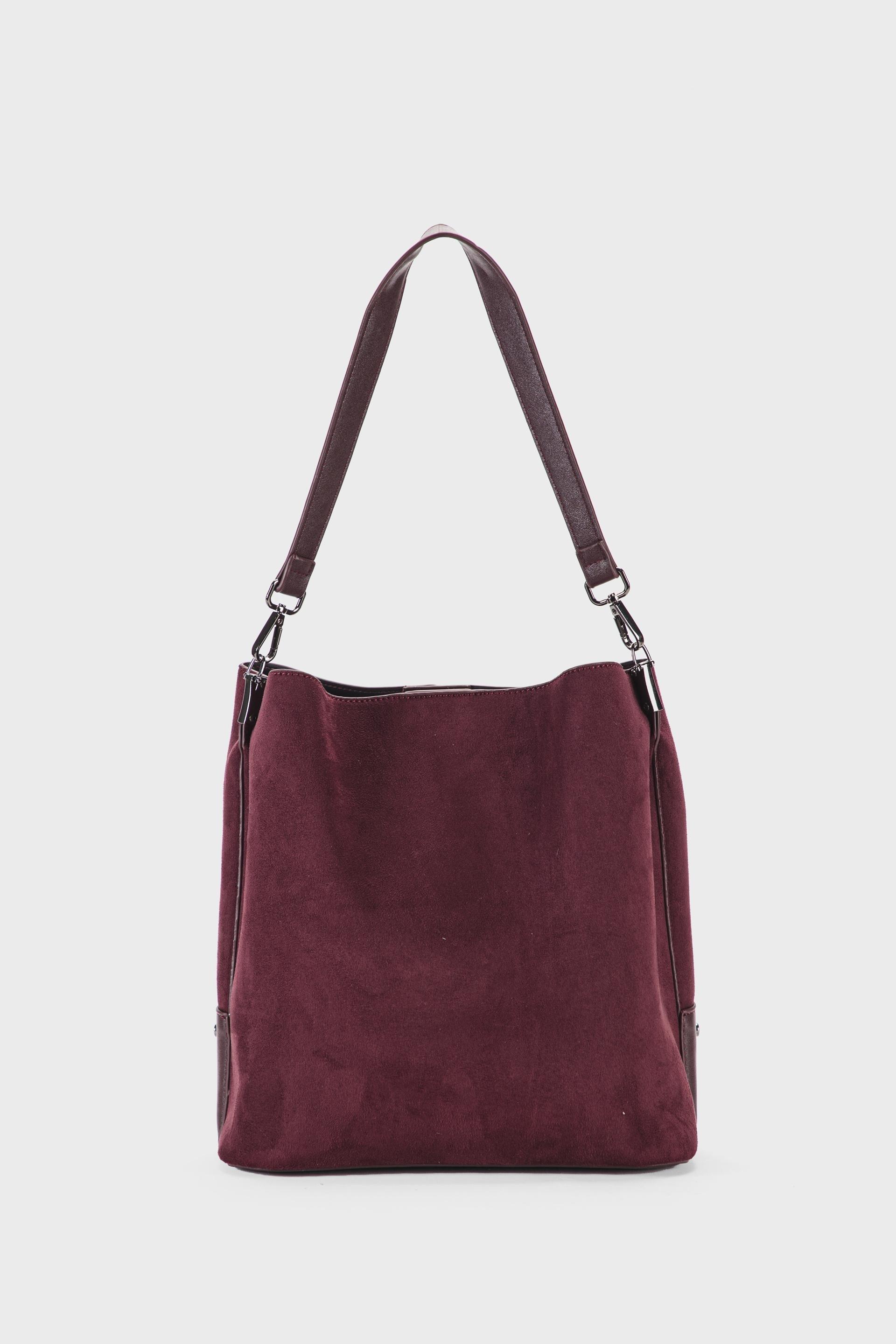 Studded Bucket Shoulder Bag Burgundy, Garnet, medium