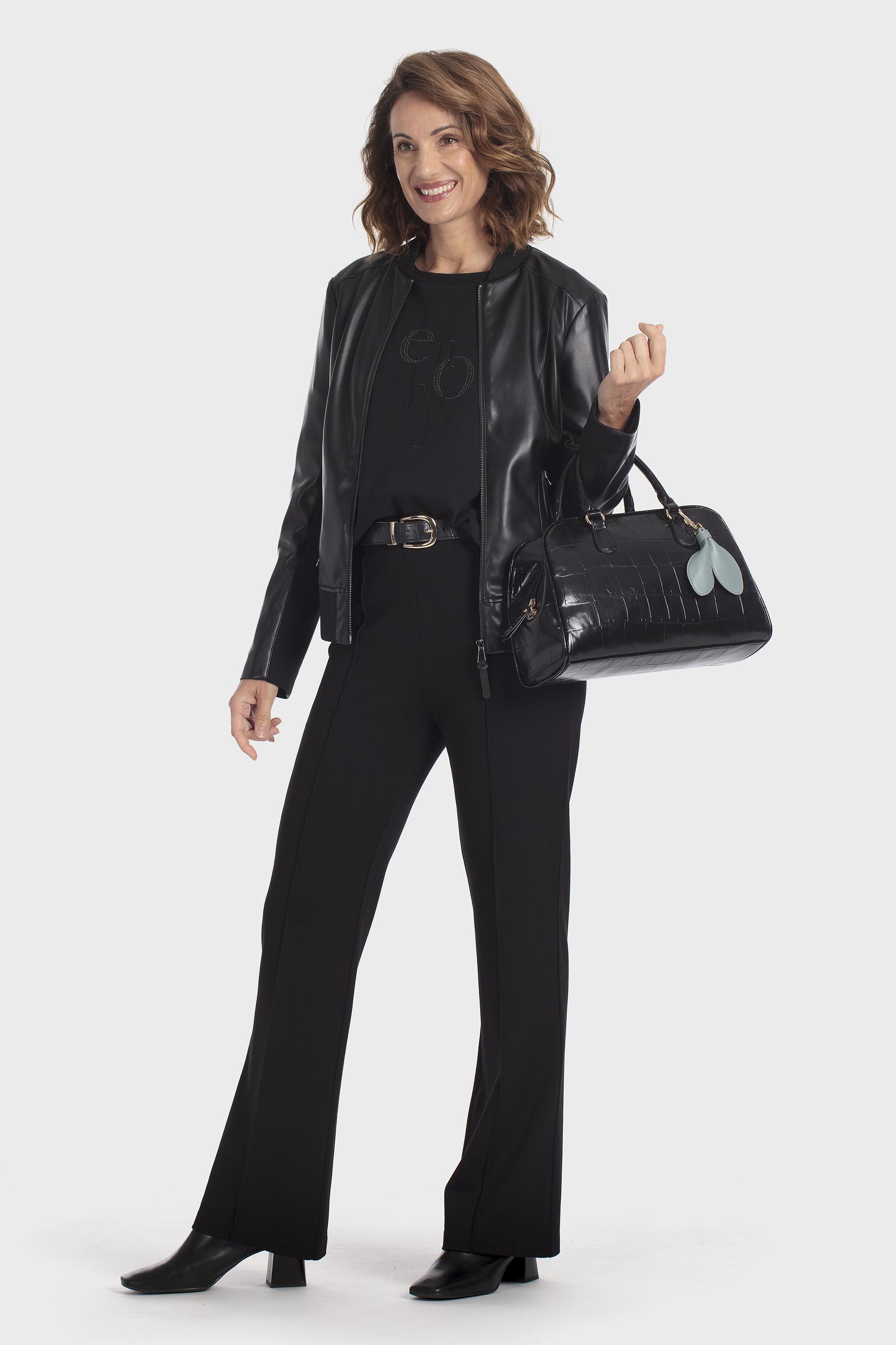 Black Crocodile Bag, Black, medium
