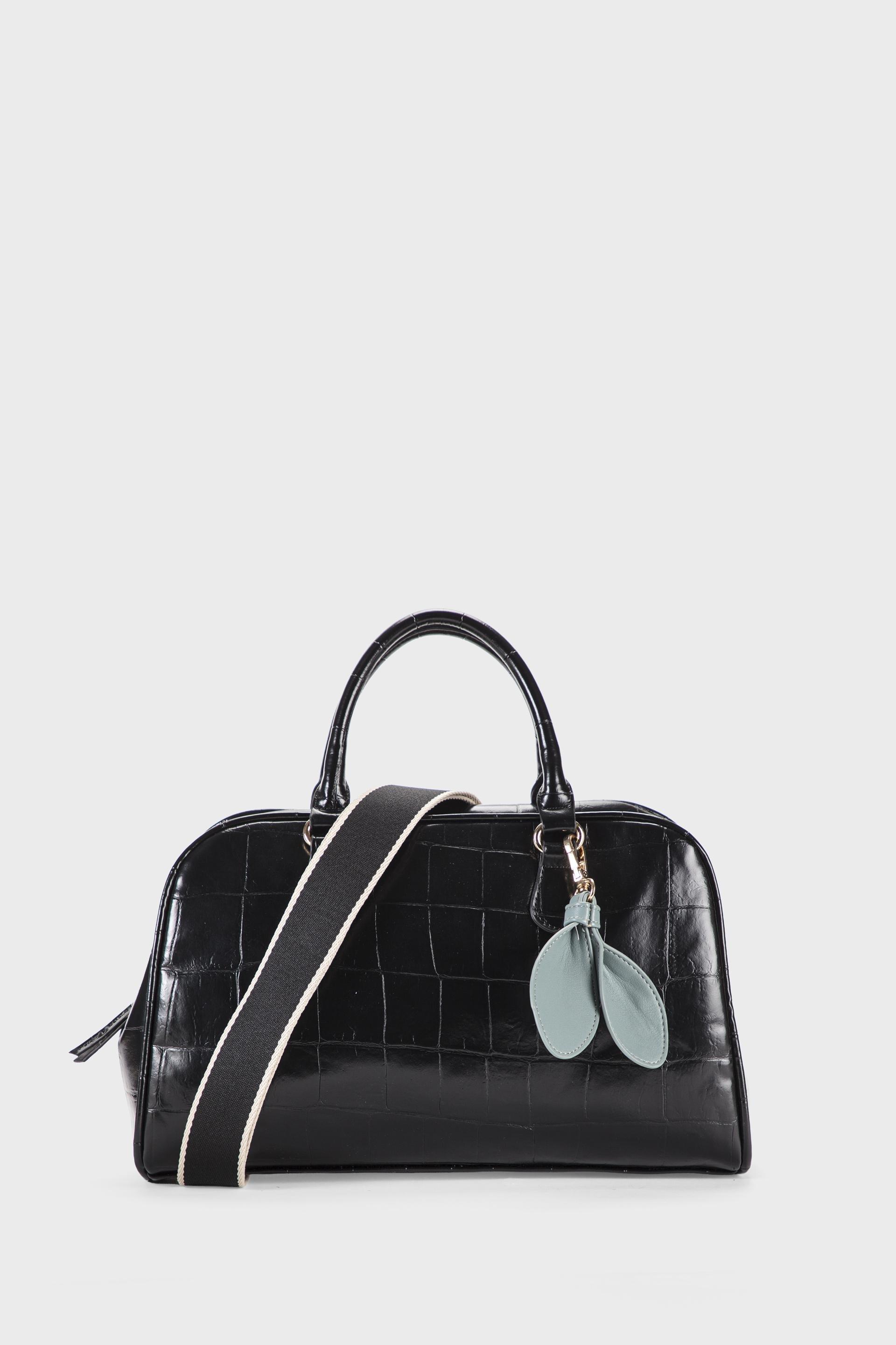Black Crocodile Bag, Black, medium