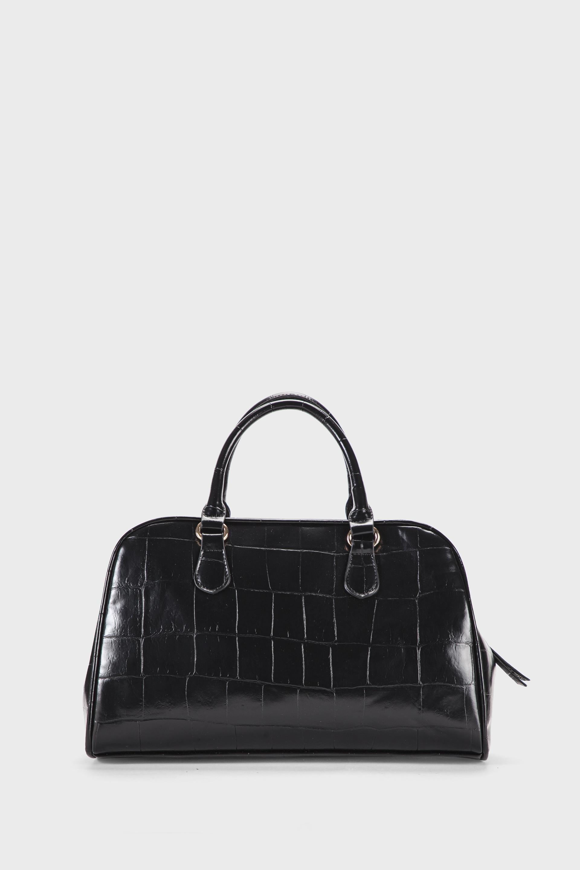 Black Crocodile Bag, Black, medium