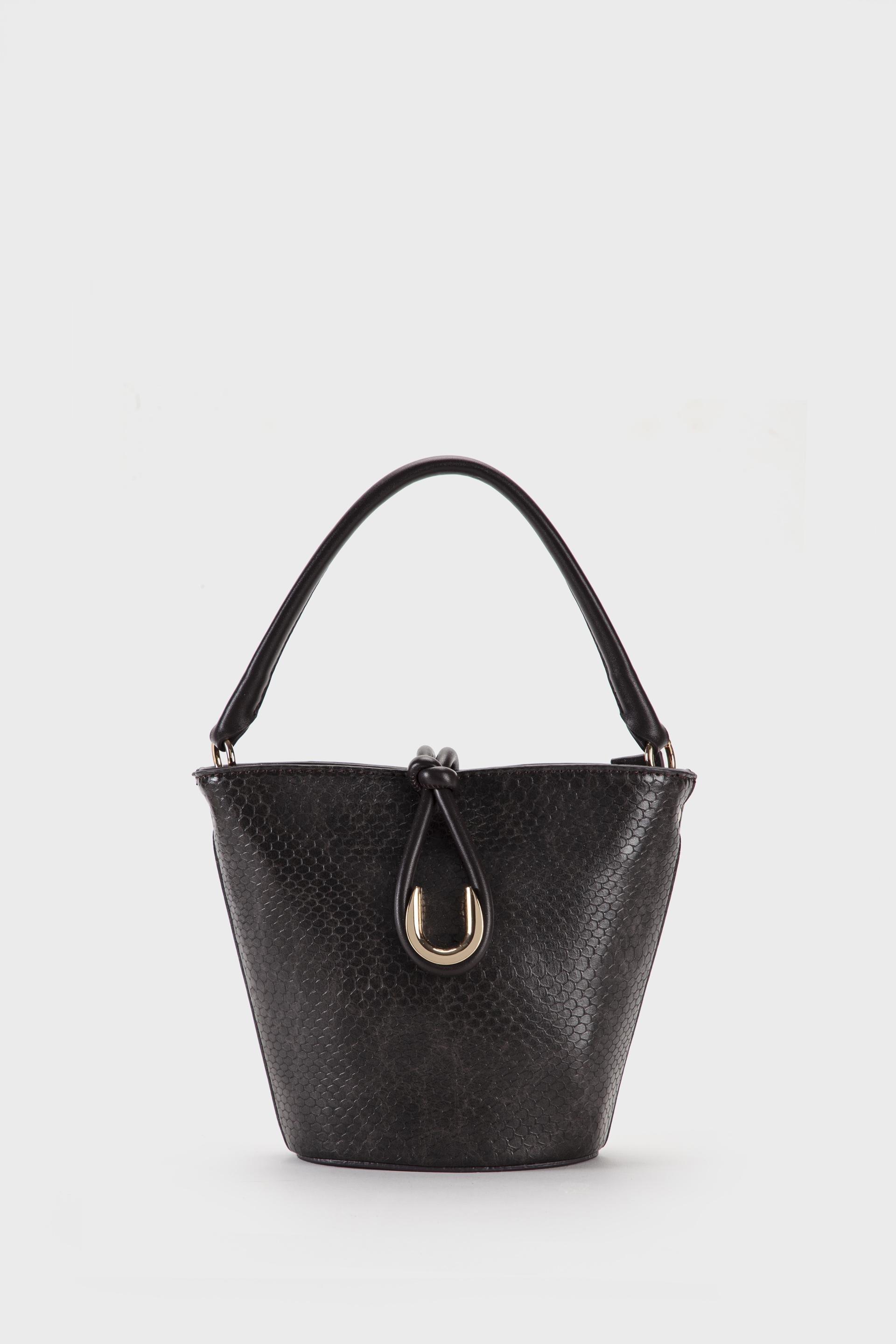 Snake Print Bucket Bag Brown, Brown Chocolate, medium