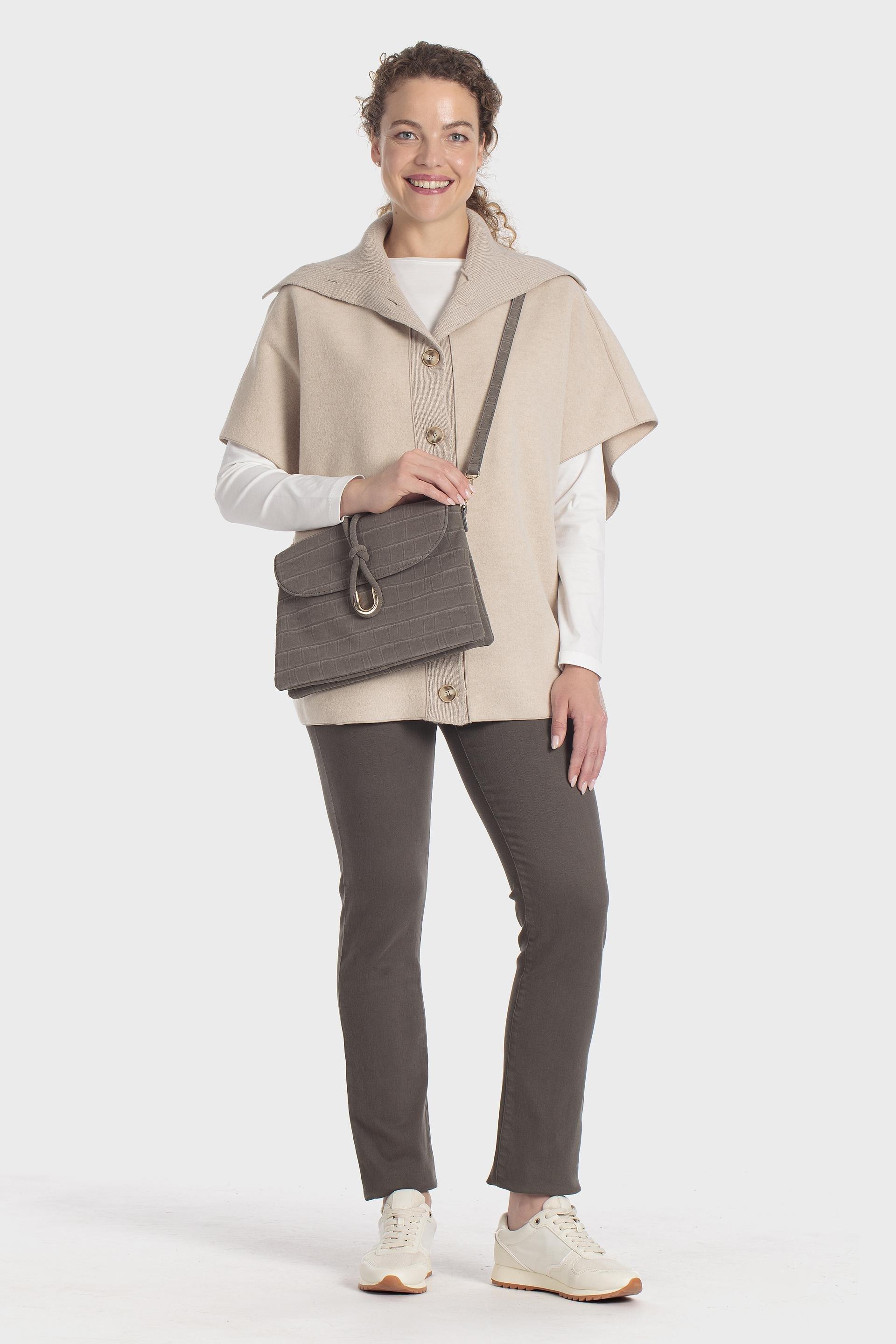 Crocodile Print Shoulder Bag Brown, Grey, medium