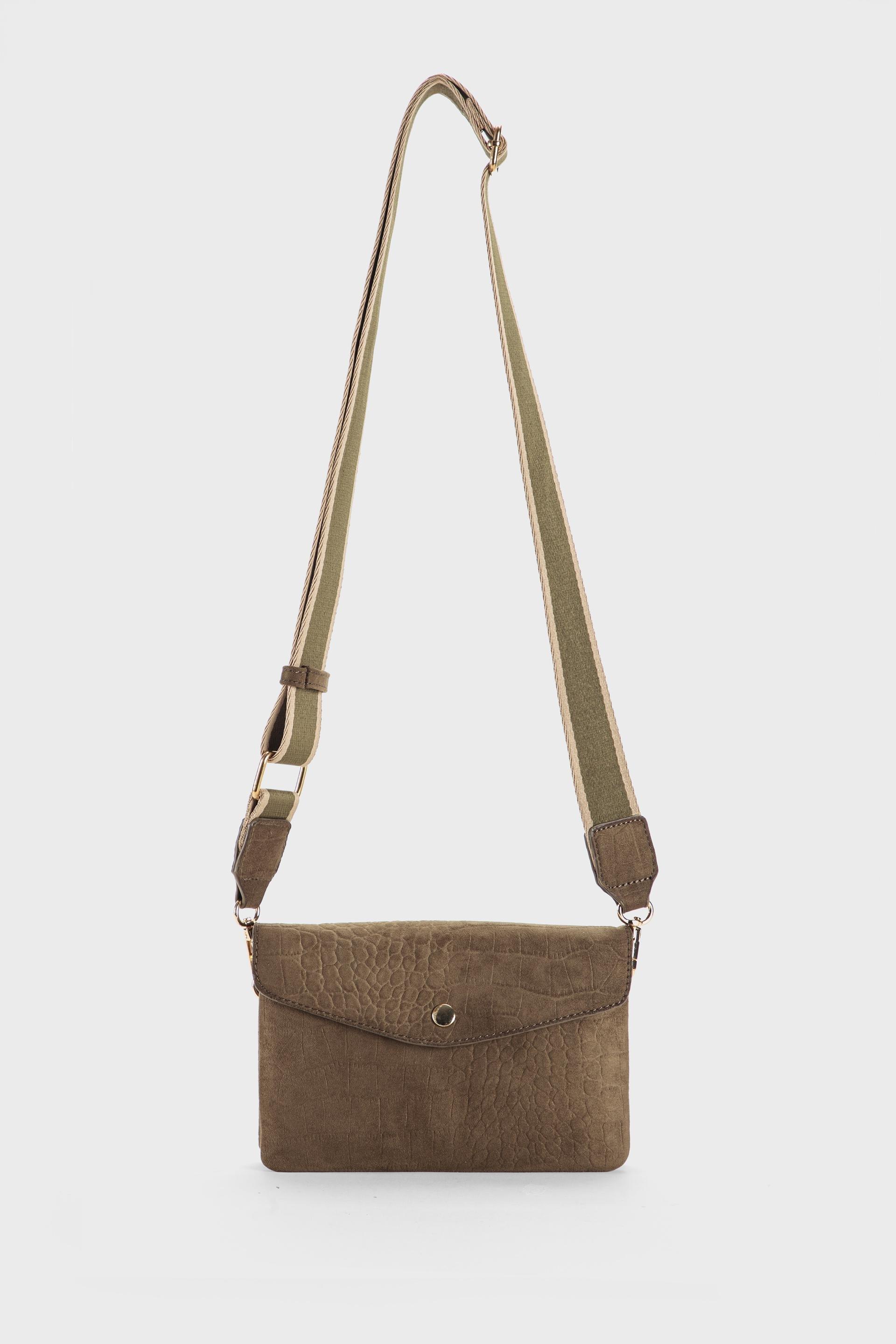 Crocodile Print Shoulder Bag Green, Green Forest, medium