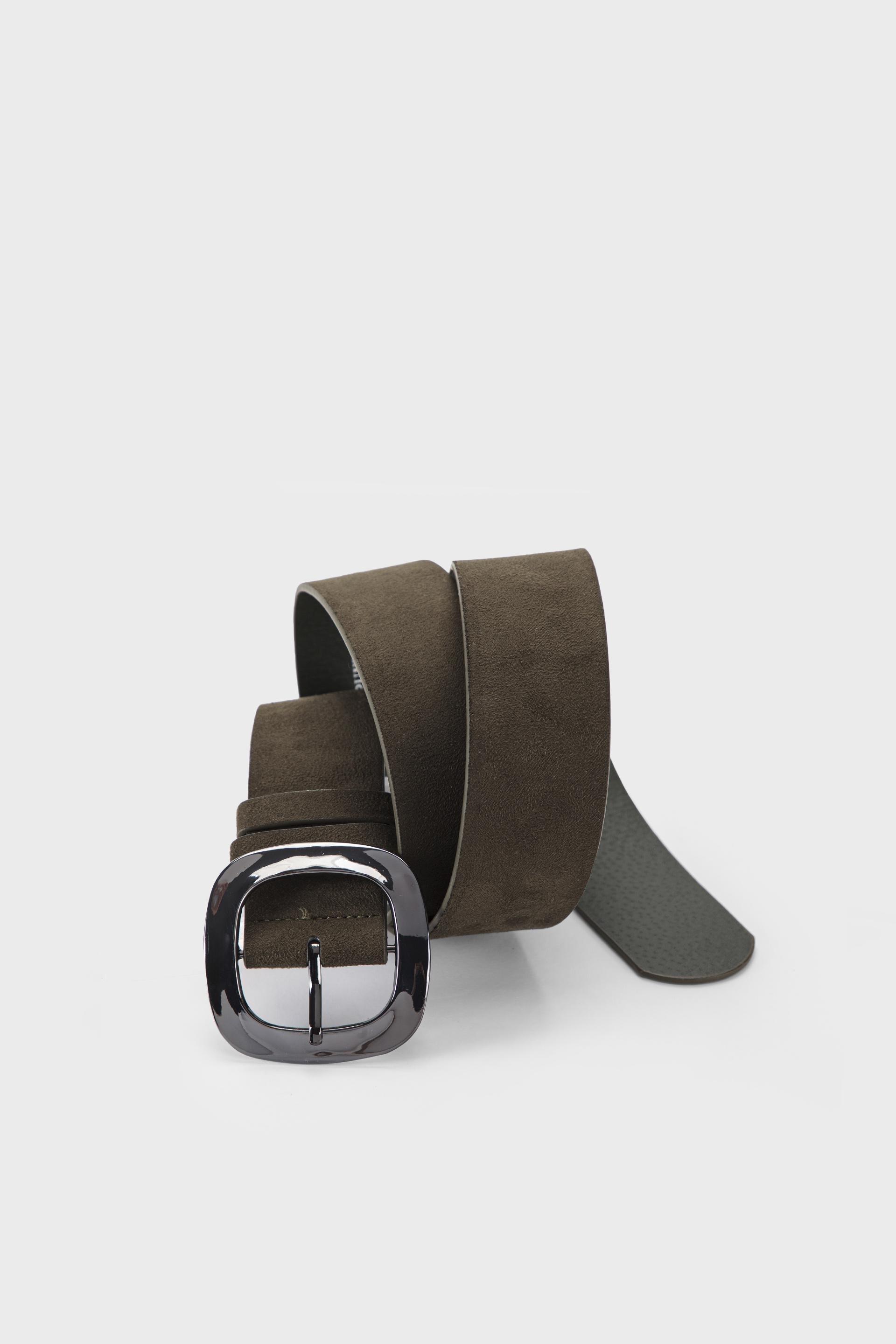 Wide Square Buckle Belt Khaki, Green Forest, large image number 0