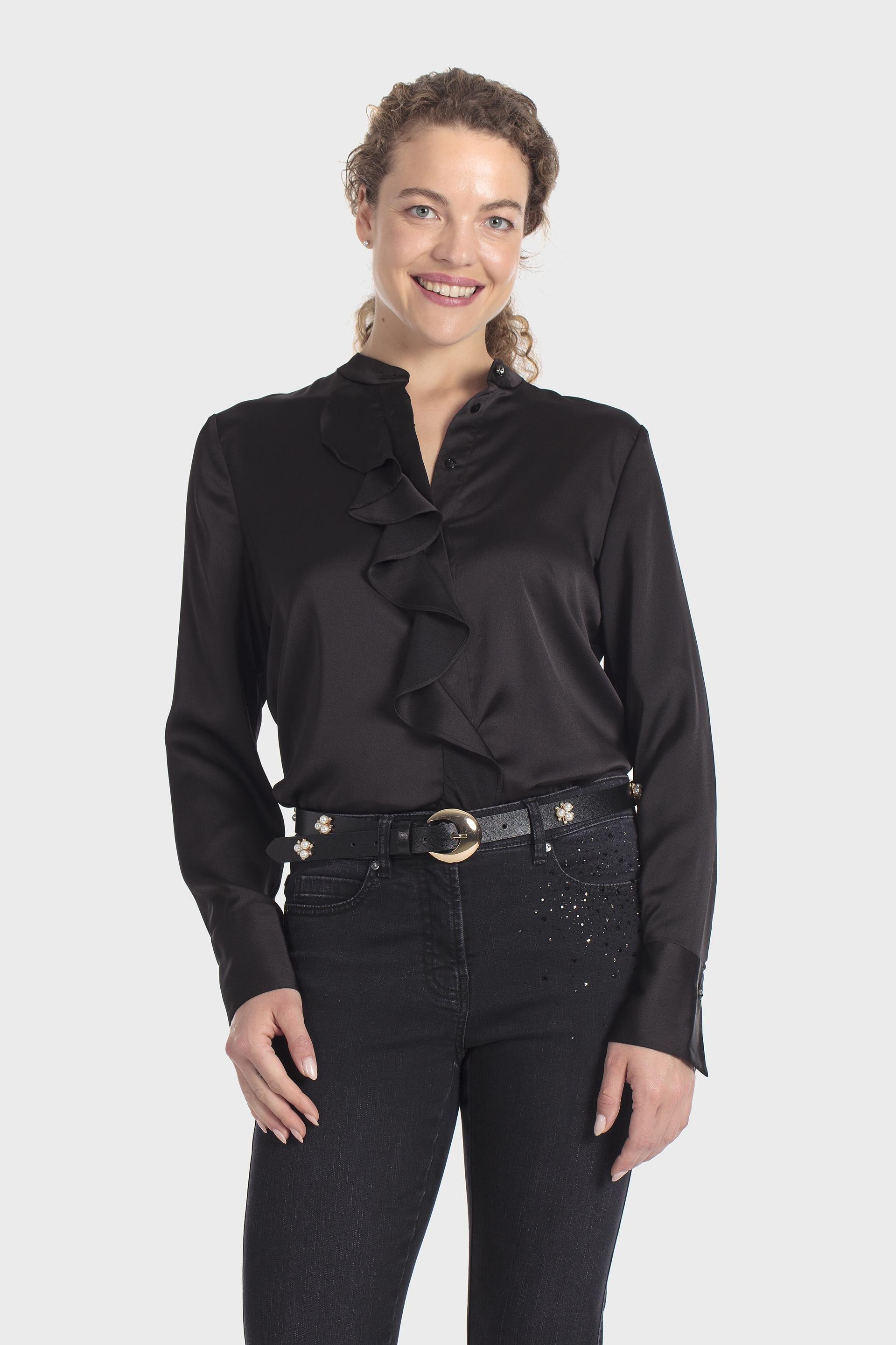 حزام مزيّن باللؤلؤ والكريستال أسود, Black, medium