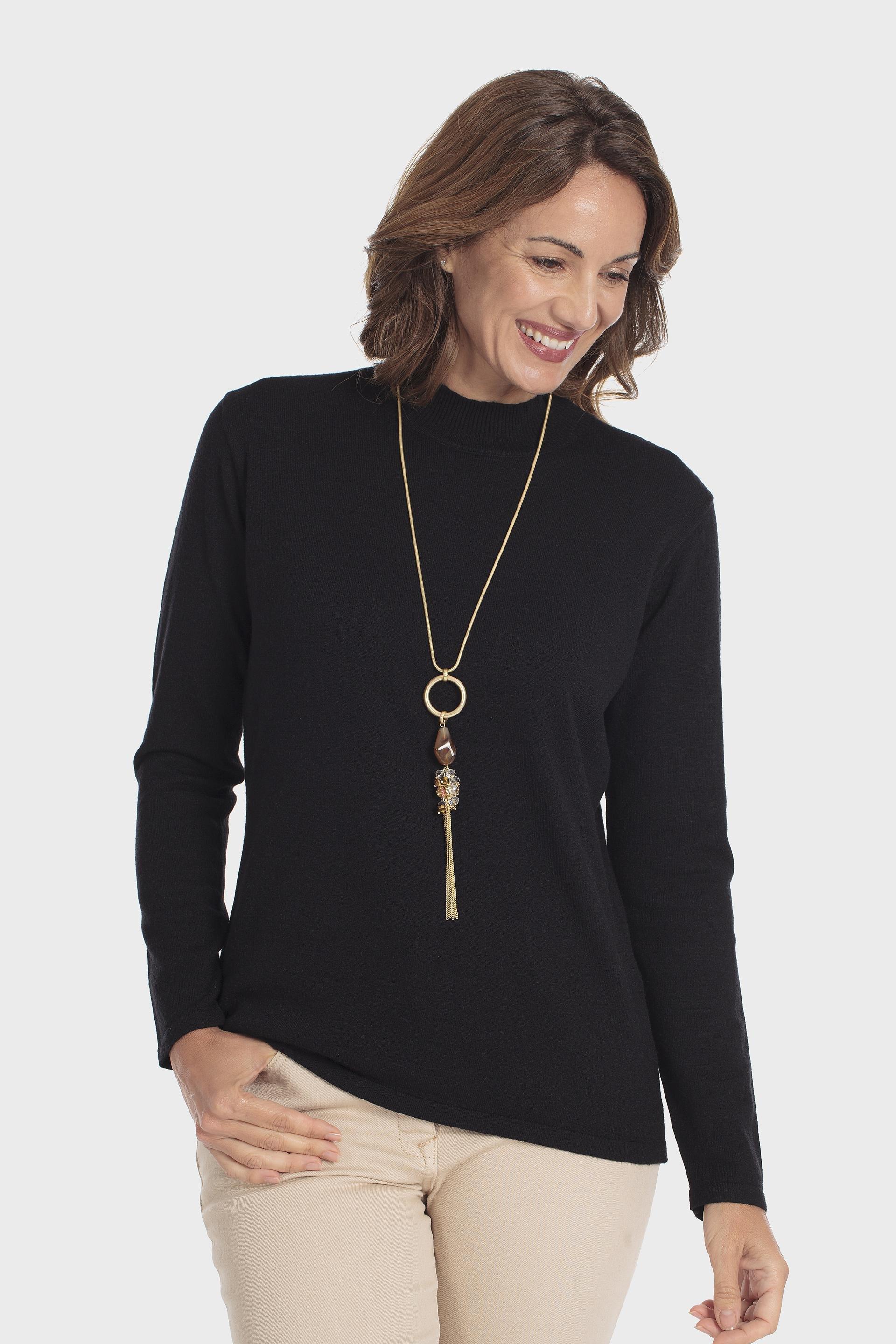 Long Tassel Necklace Gold, Metal Golden, medium