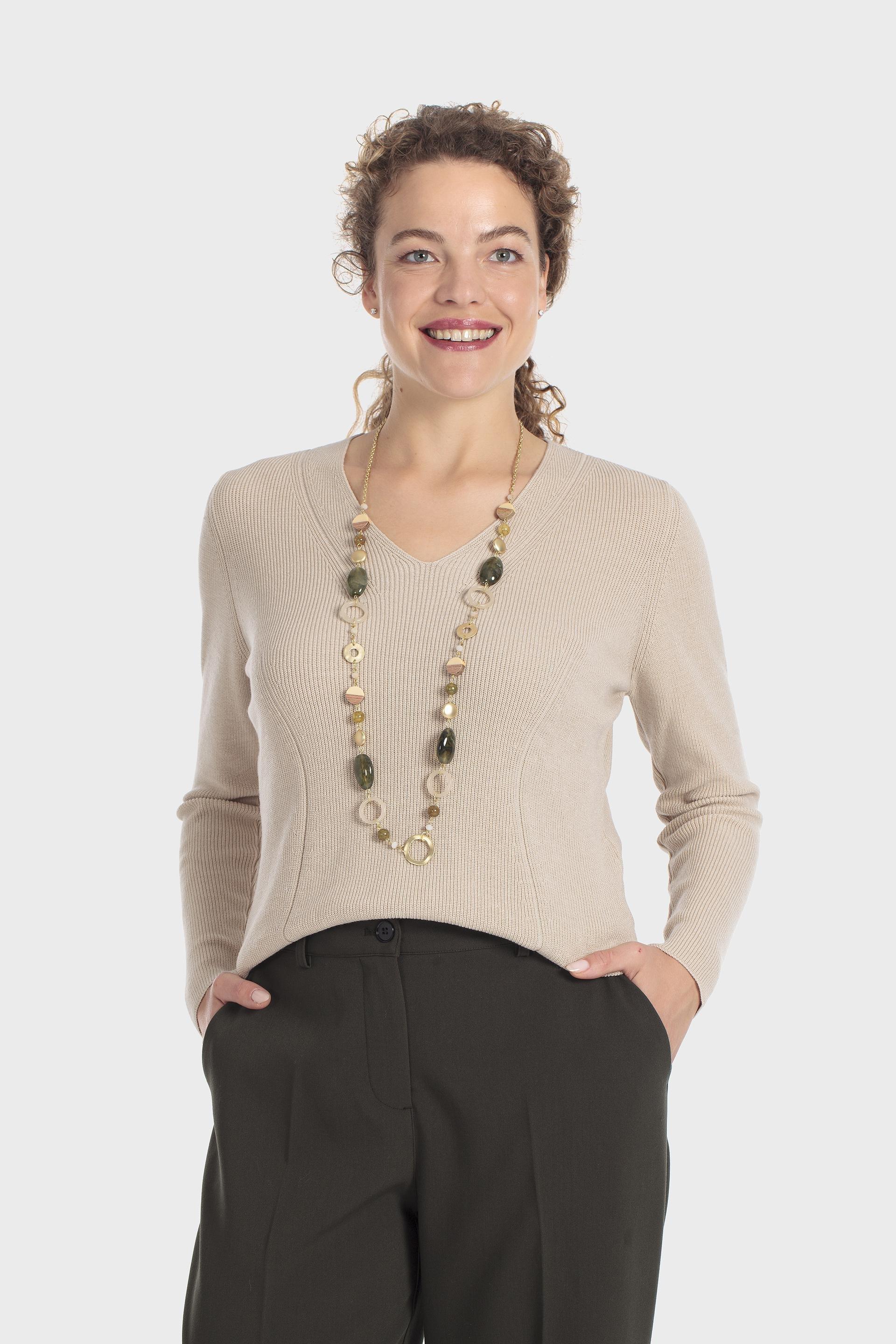 Long Stones Necklace Gold, Green Khaki, large image number 1