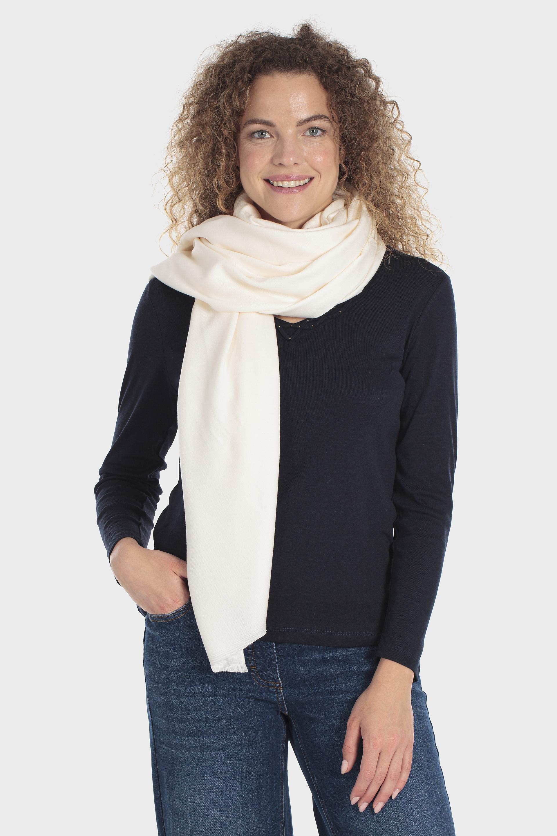 Frayed Edge Scarf White, Beige Chalk, medium