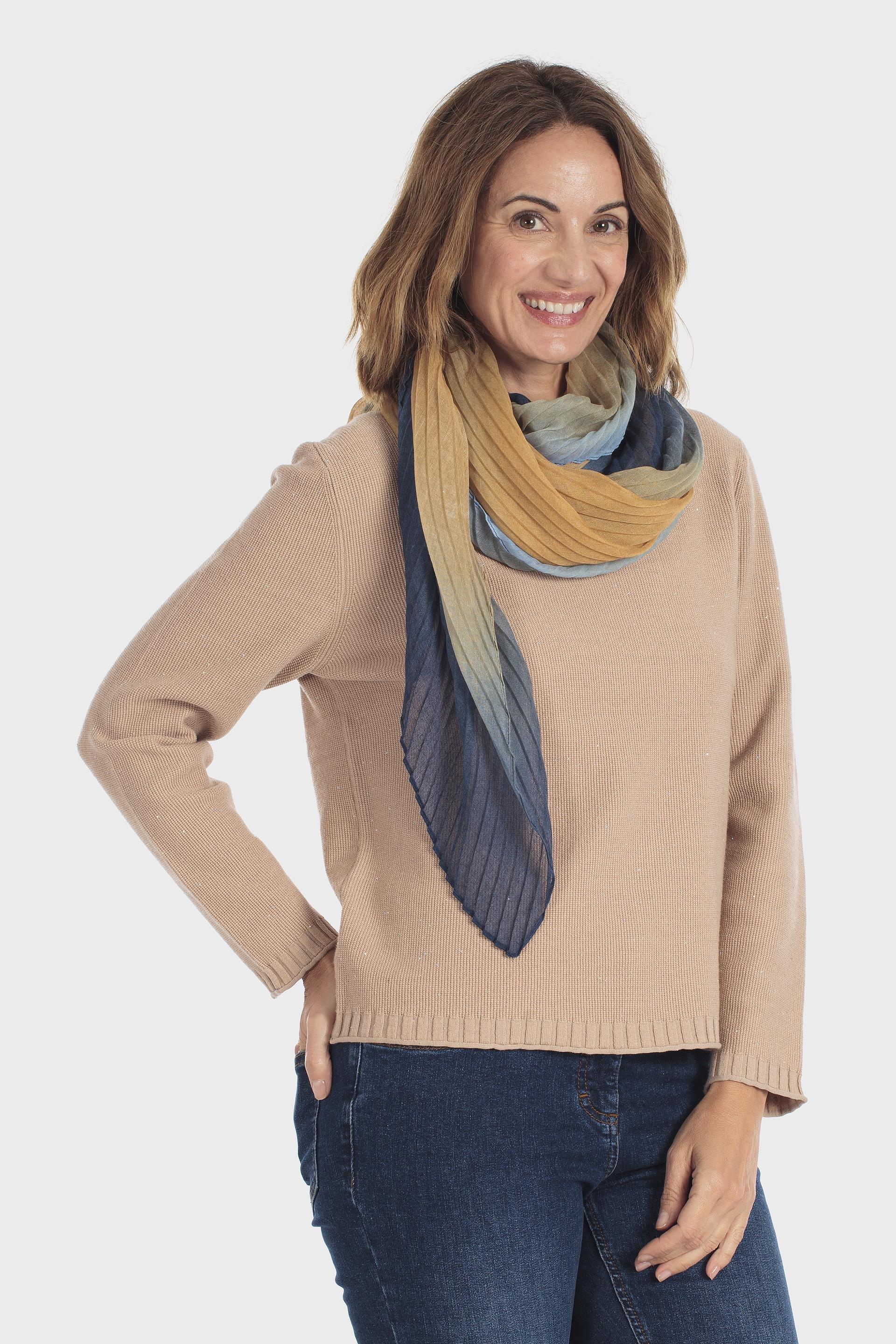 وشاح باشمينا بكسرات وتدرج لوني أزرق, Blue Cramberry, medium