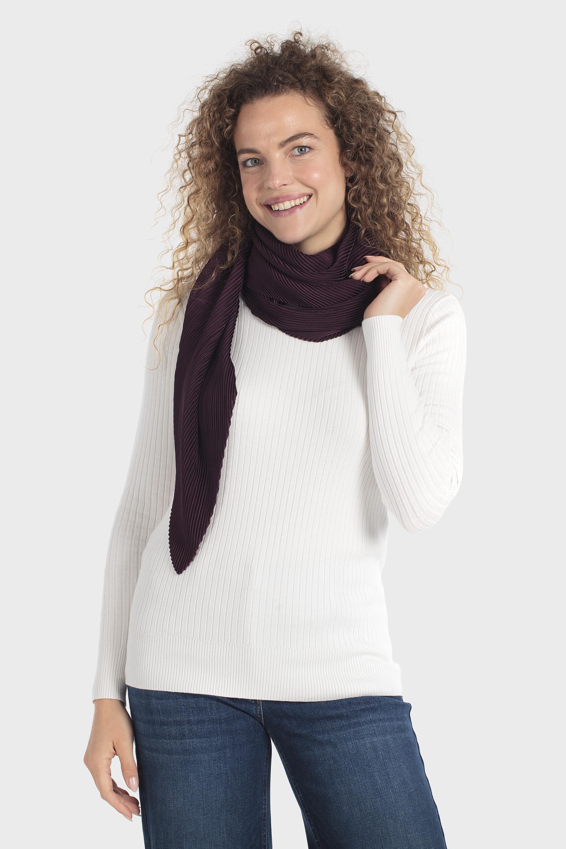 Pleated Pashmina Cream, Purple Auvergine, large image number 0