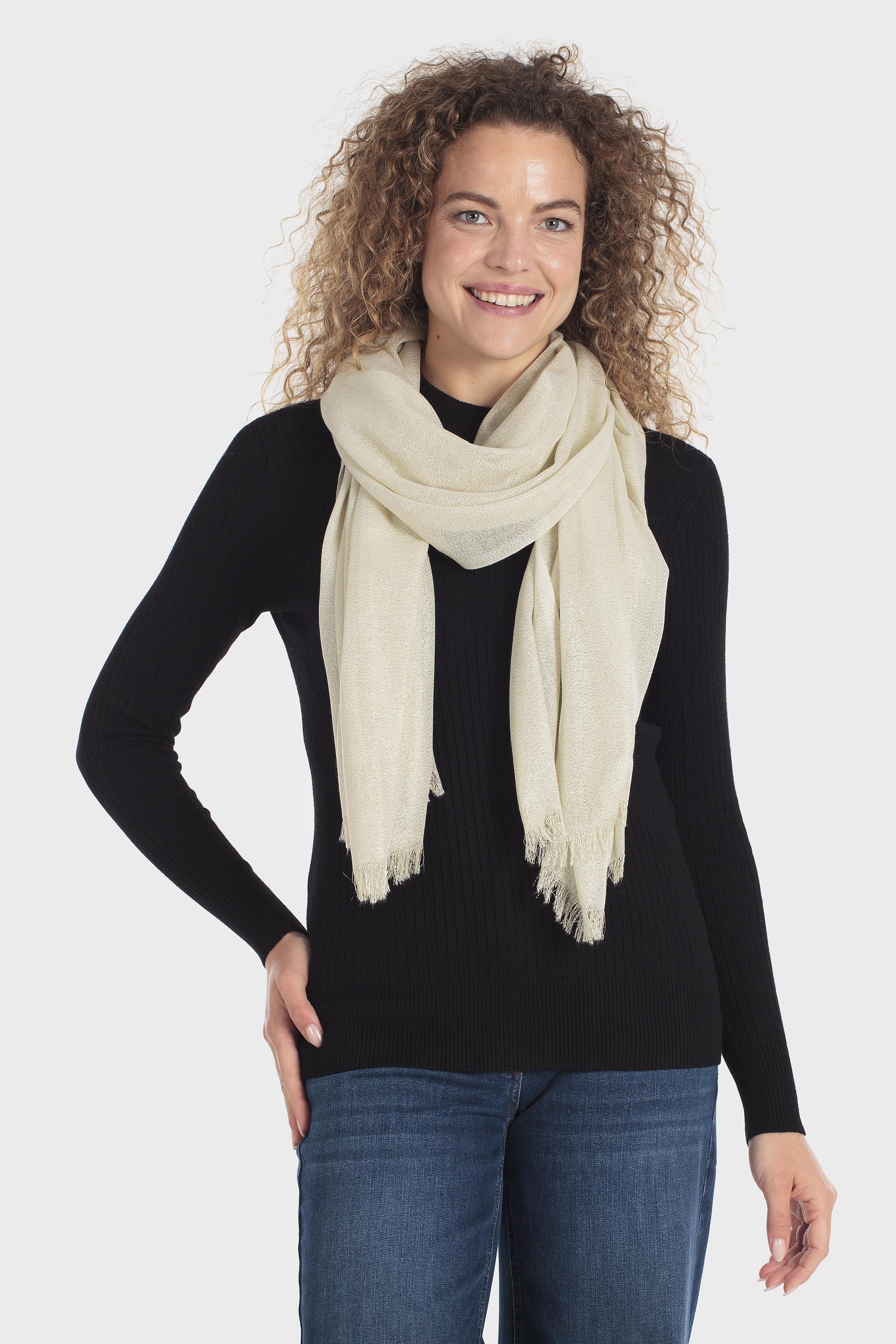 Lurex Pashmina Scarf Cream, Metal Golden, medium