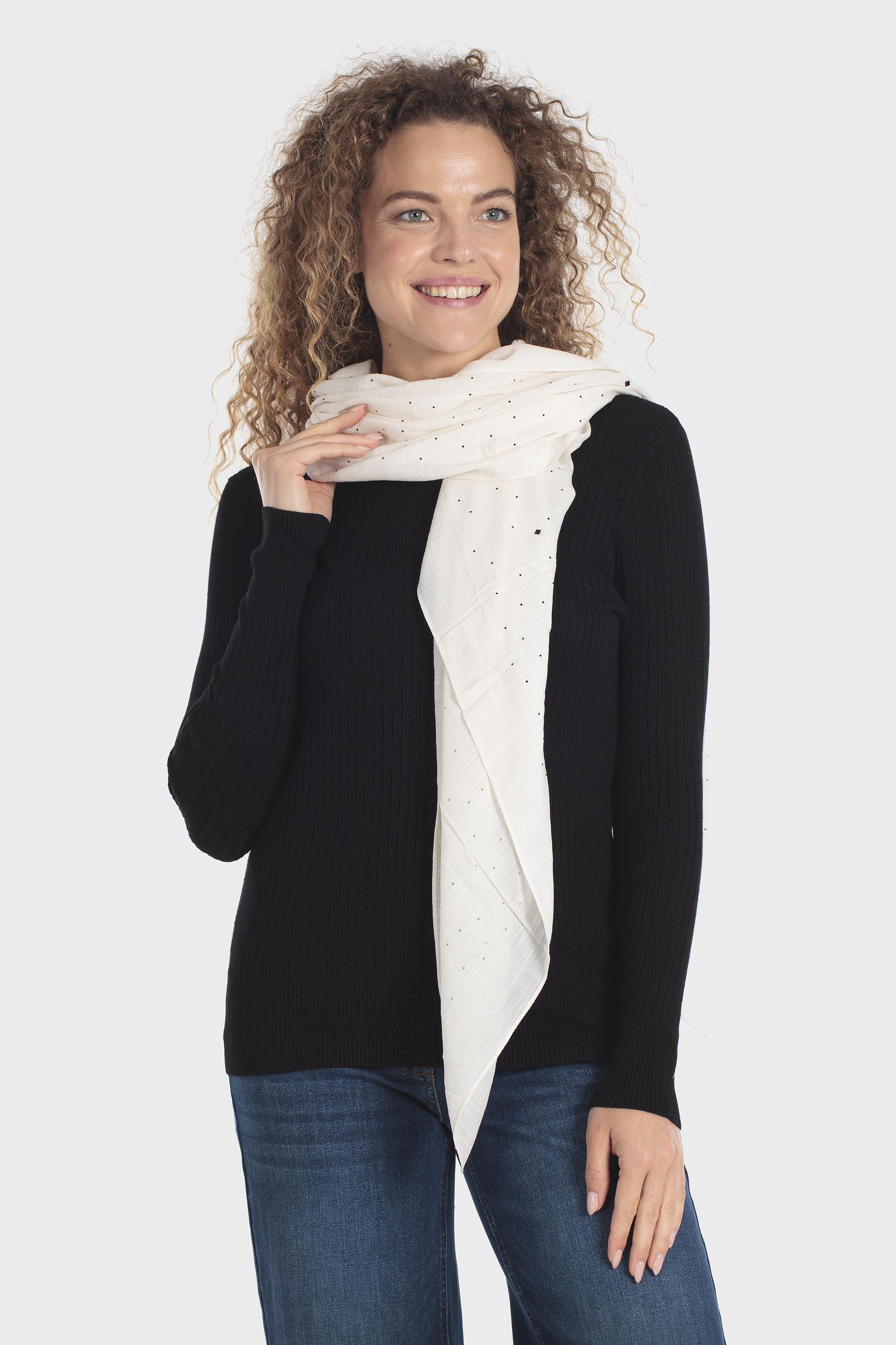 Rhinestone Pashmina Black, Beige Chalk, medium
