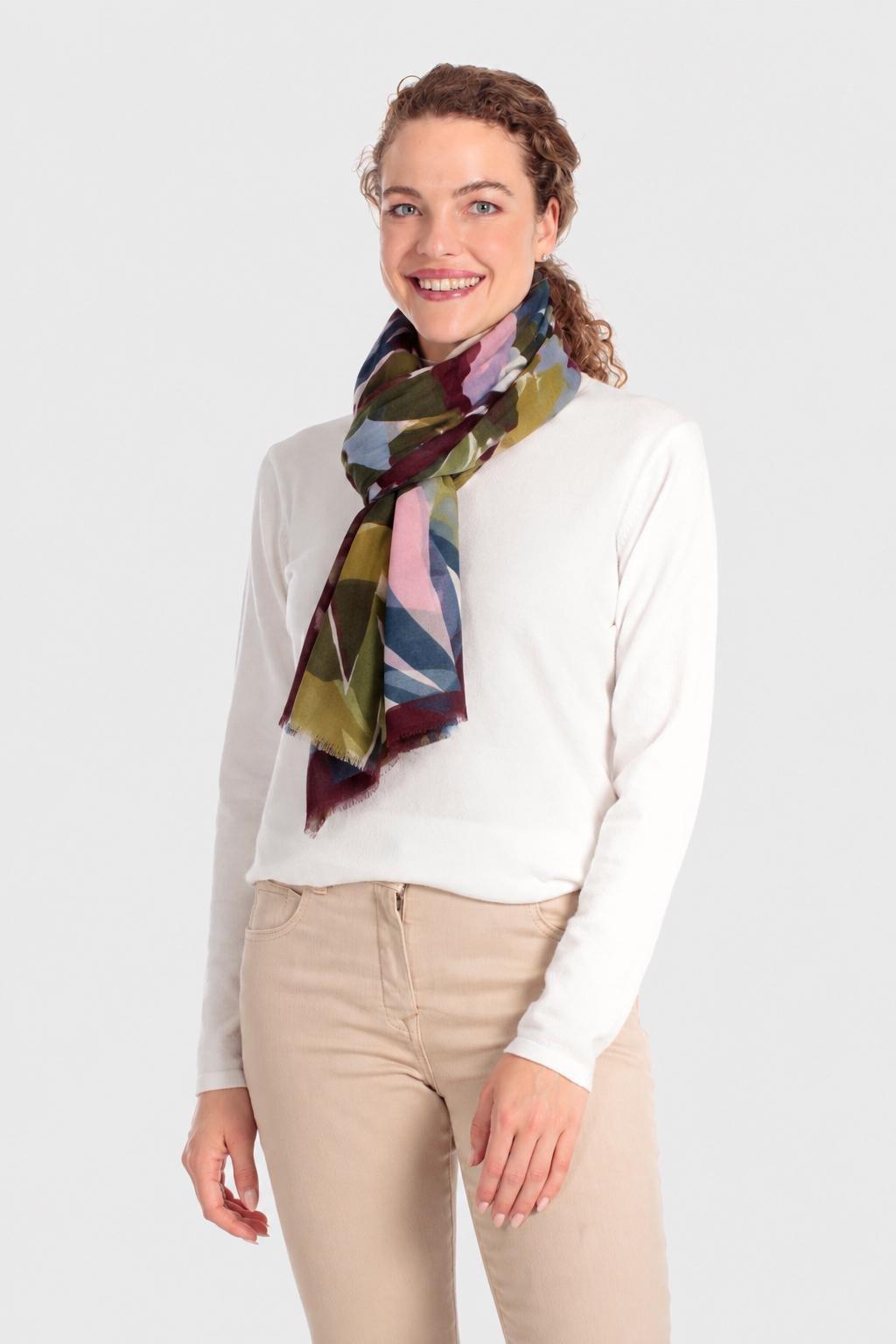 Printed Scarf White, Garnet, large image number 0