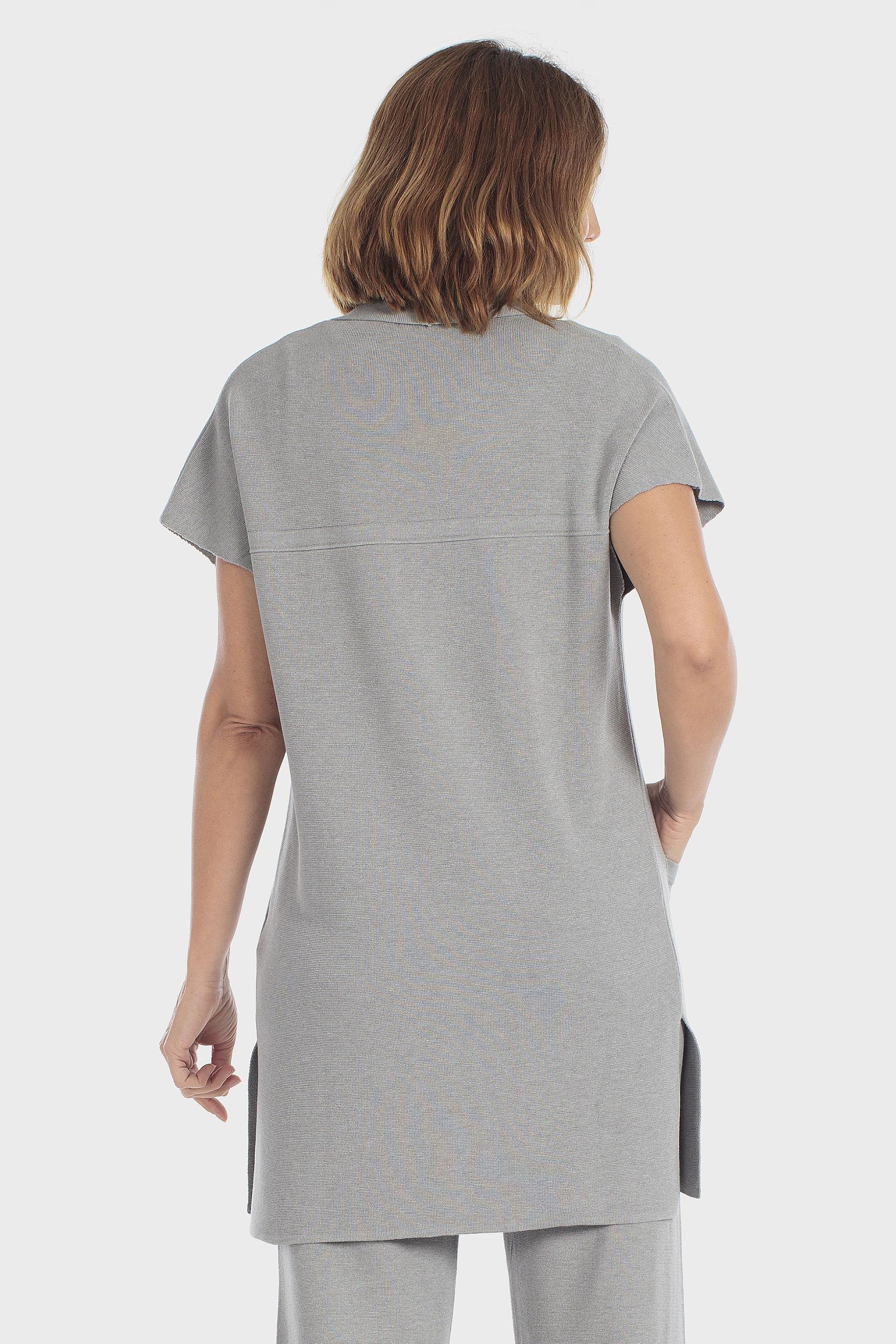 Criss-Cross Long Waistcoat Grey, Grey Melange, large image number 3