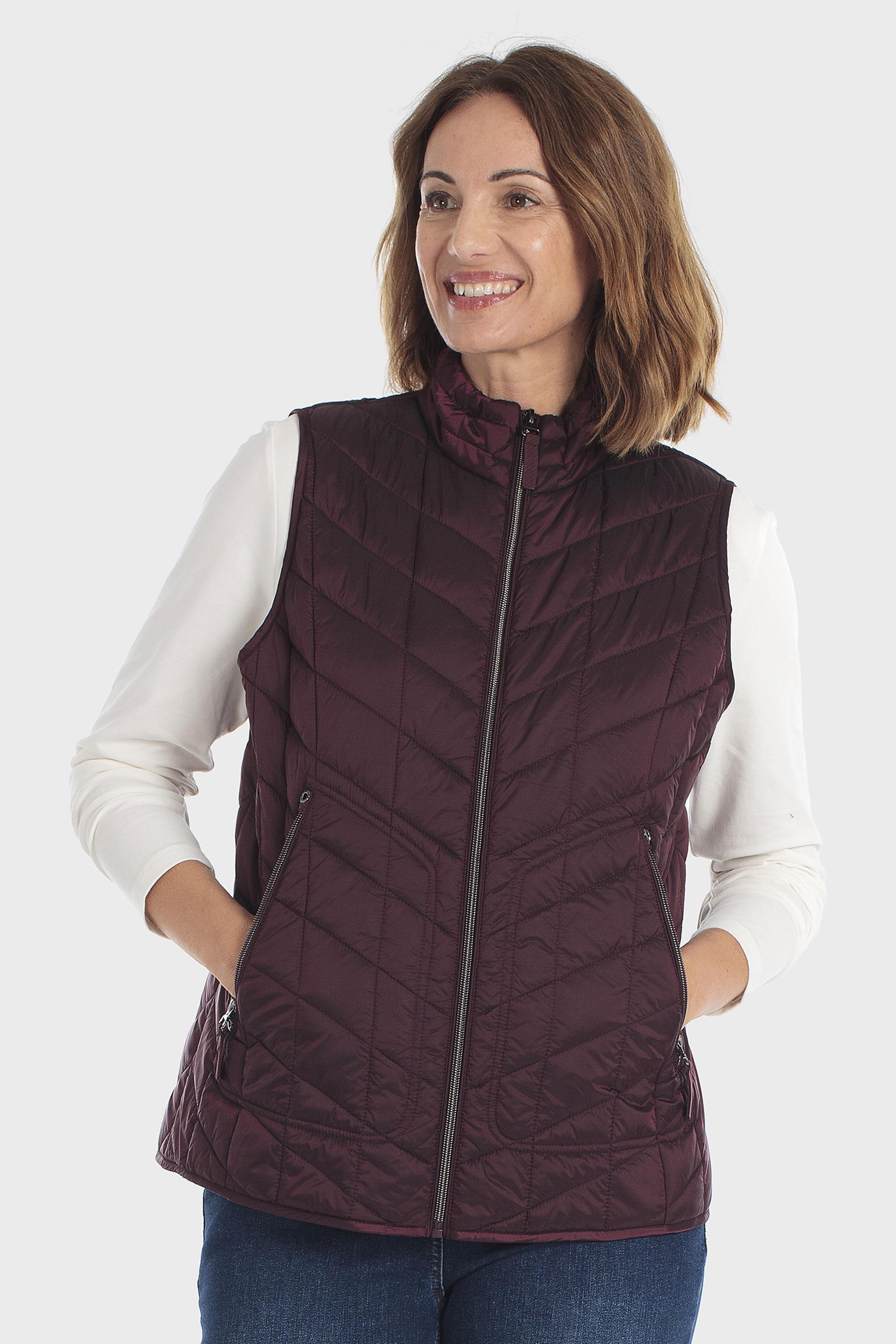 Funnel Neck Waistcoat Burgundy, Purple Mulberry, large image number 0
