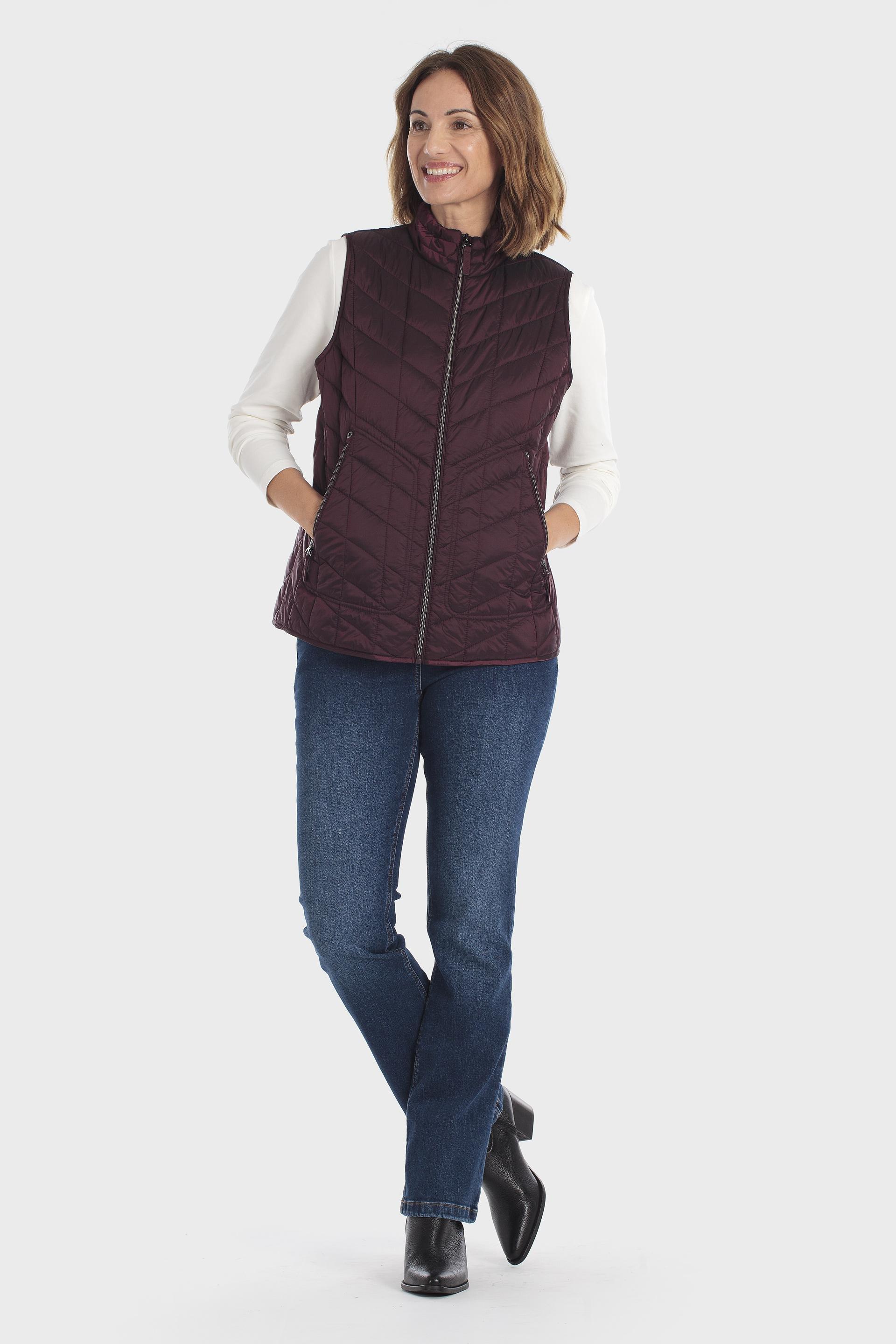 Funnel Neck Waistcoat Burgundy, Purple Mulberry, large image number 1
