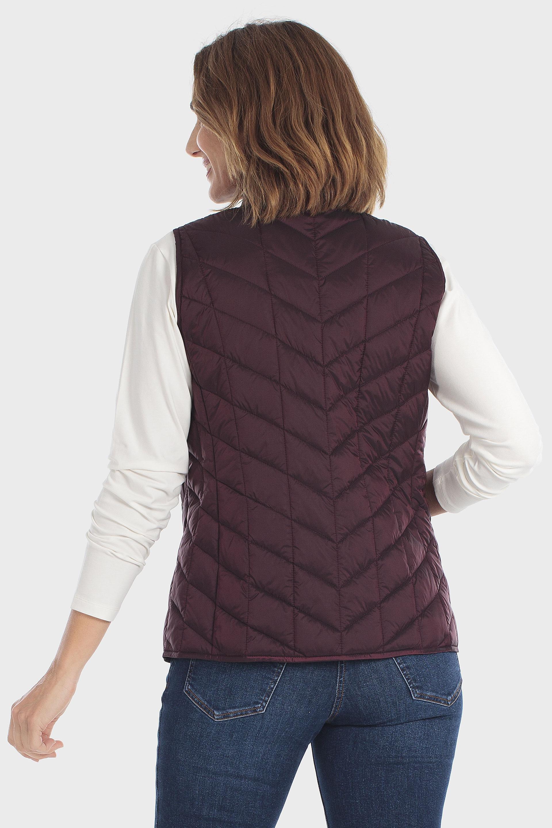 Funnel Neck Waistcoat Burgundy, Purple Mulberry, large image number 2
