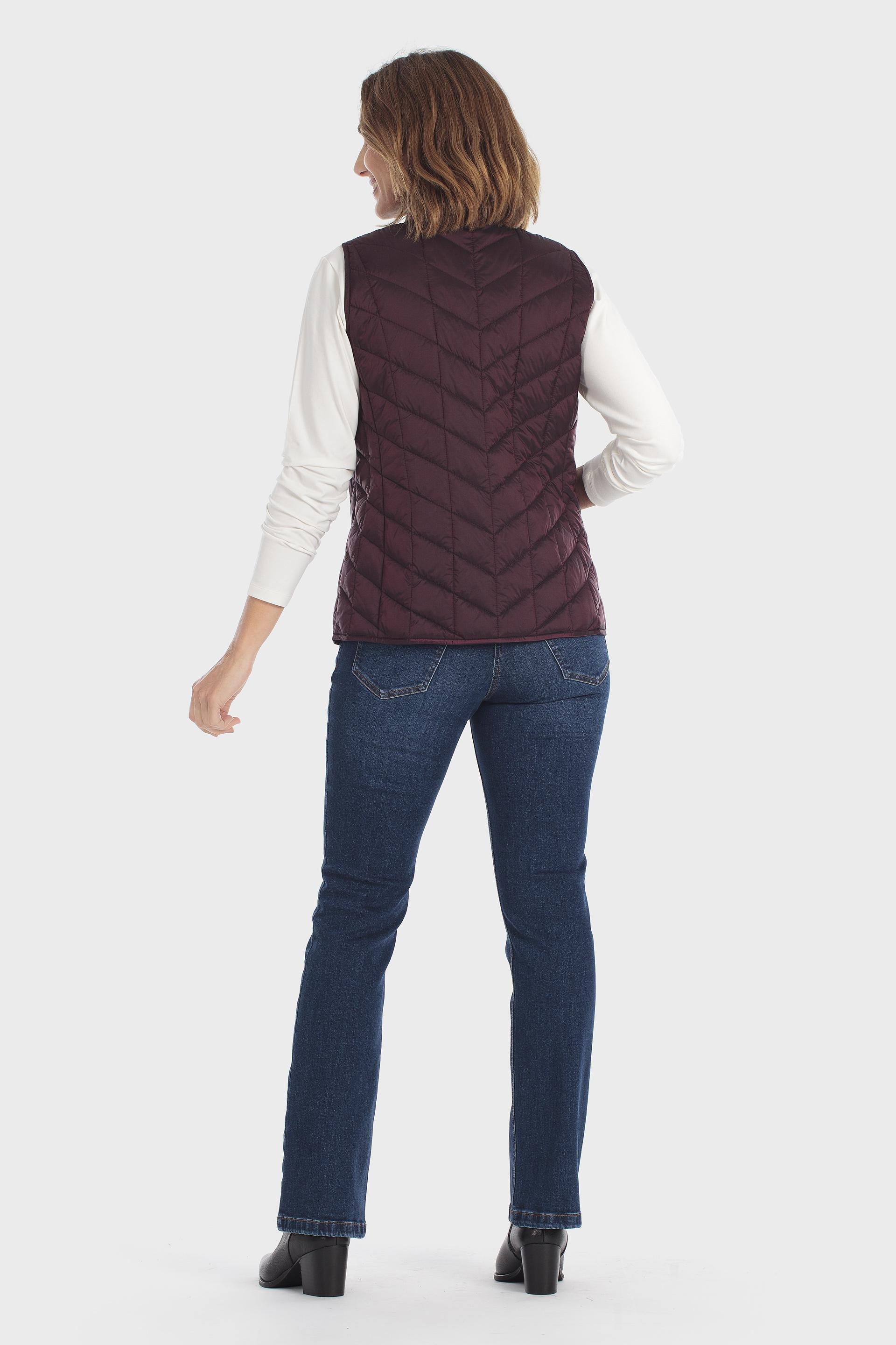 Funnel Neck Waistcoat Burgundy, Purple Mulberry, large image number 3