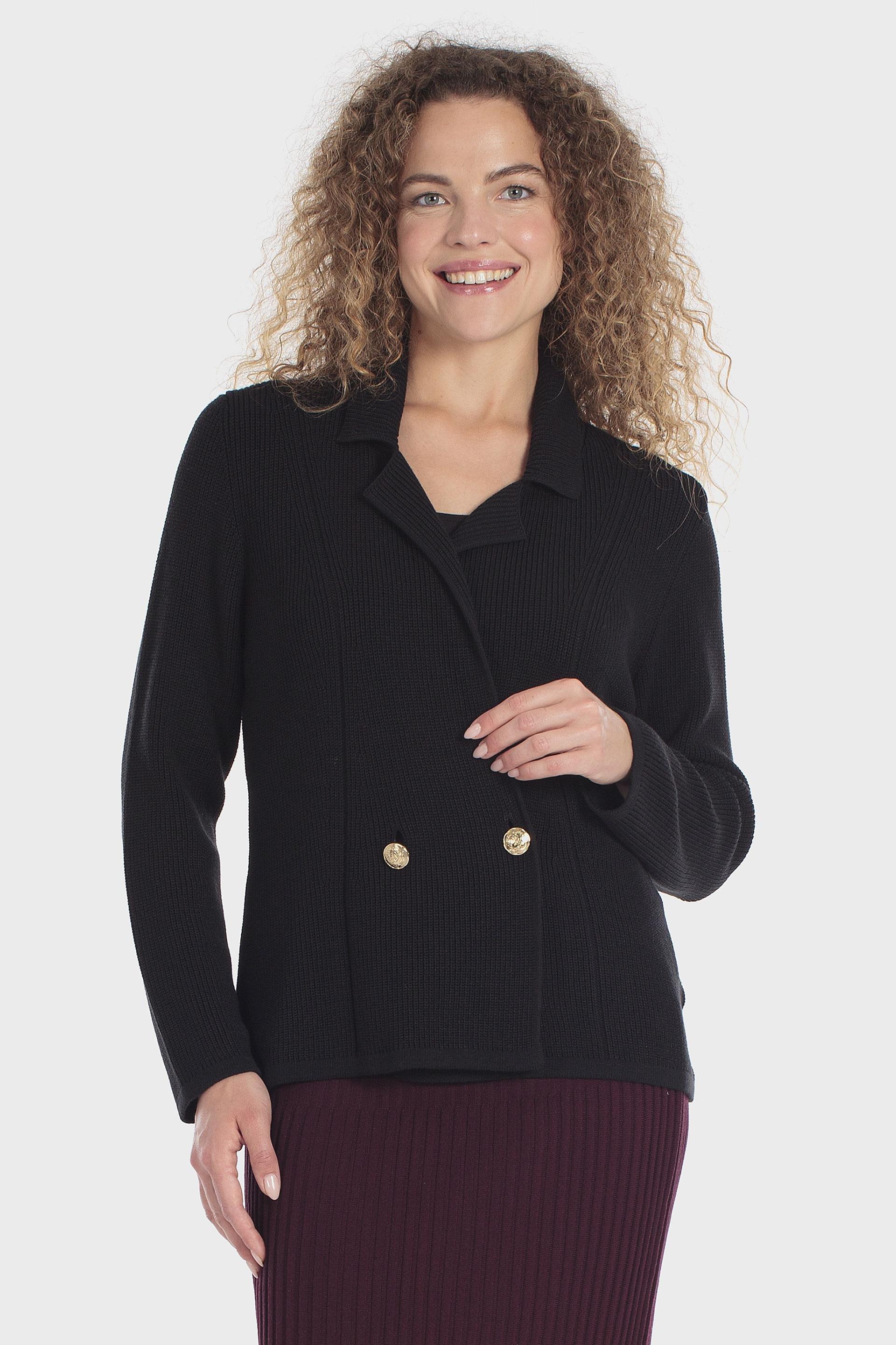Criss-Cross Double-Breasted Jacket Black, Black, medium